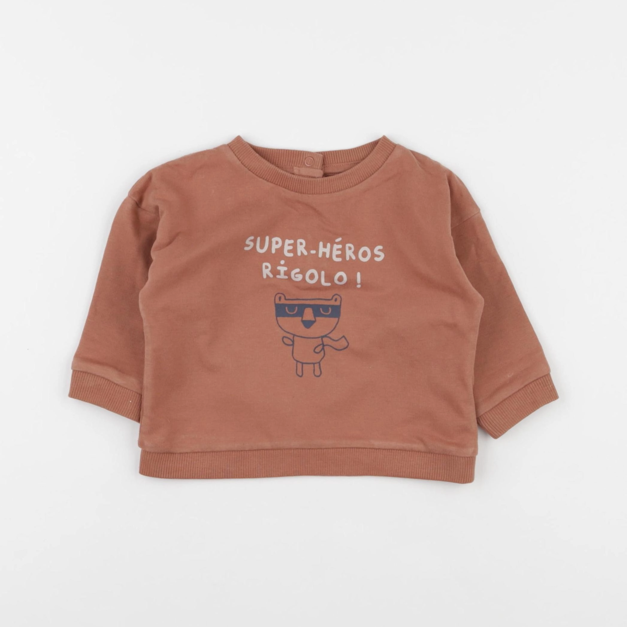 Vertbaudet - sweat marron - 9 mois