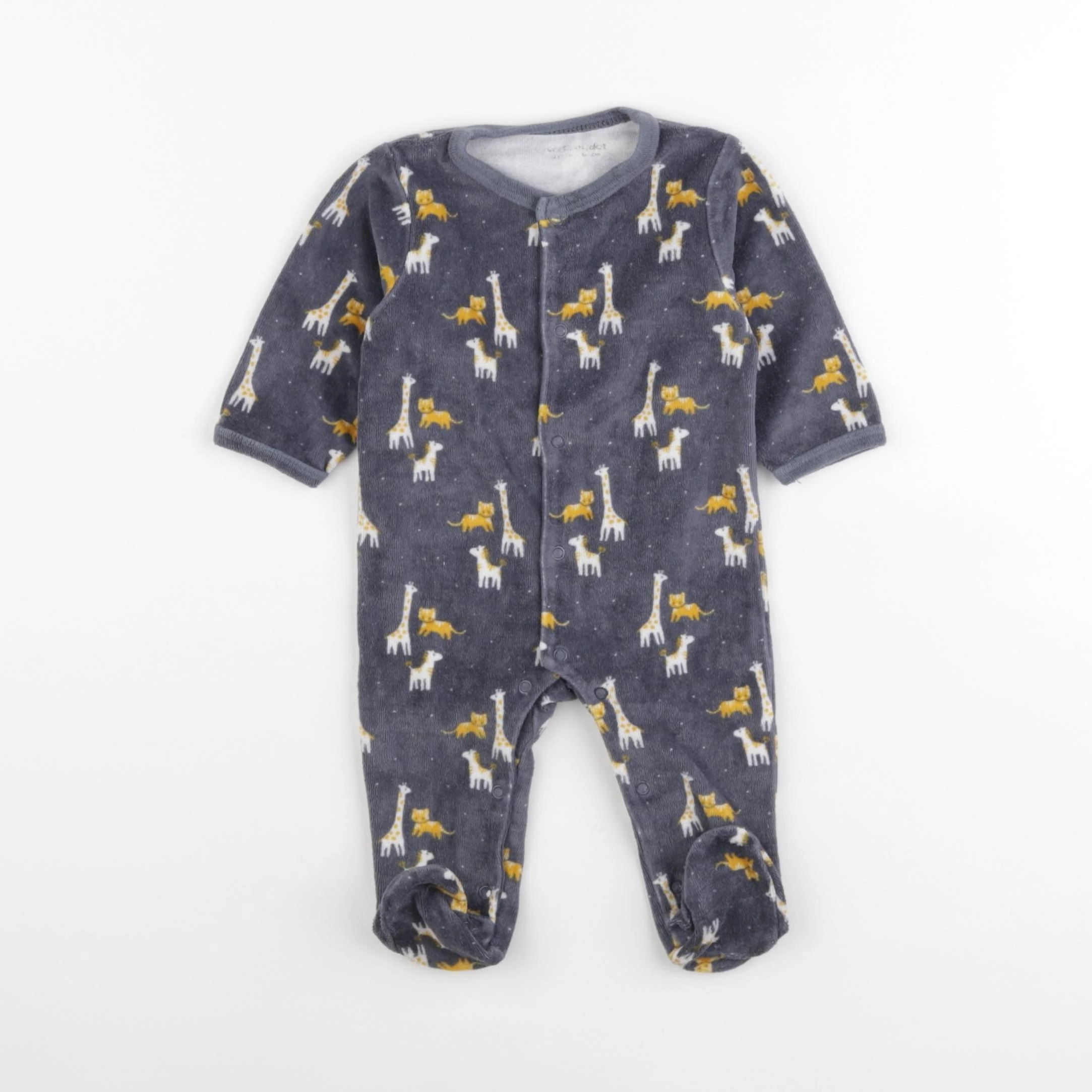 Vertbaudet - pyjama velours gris - 3 mois