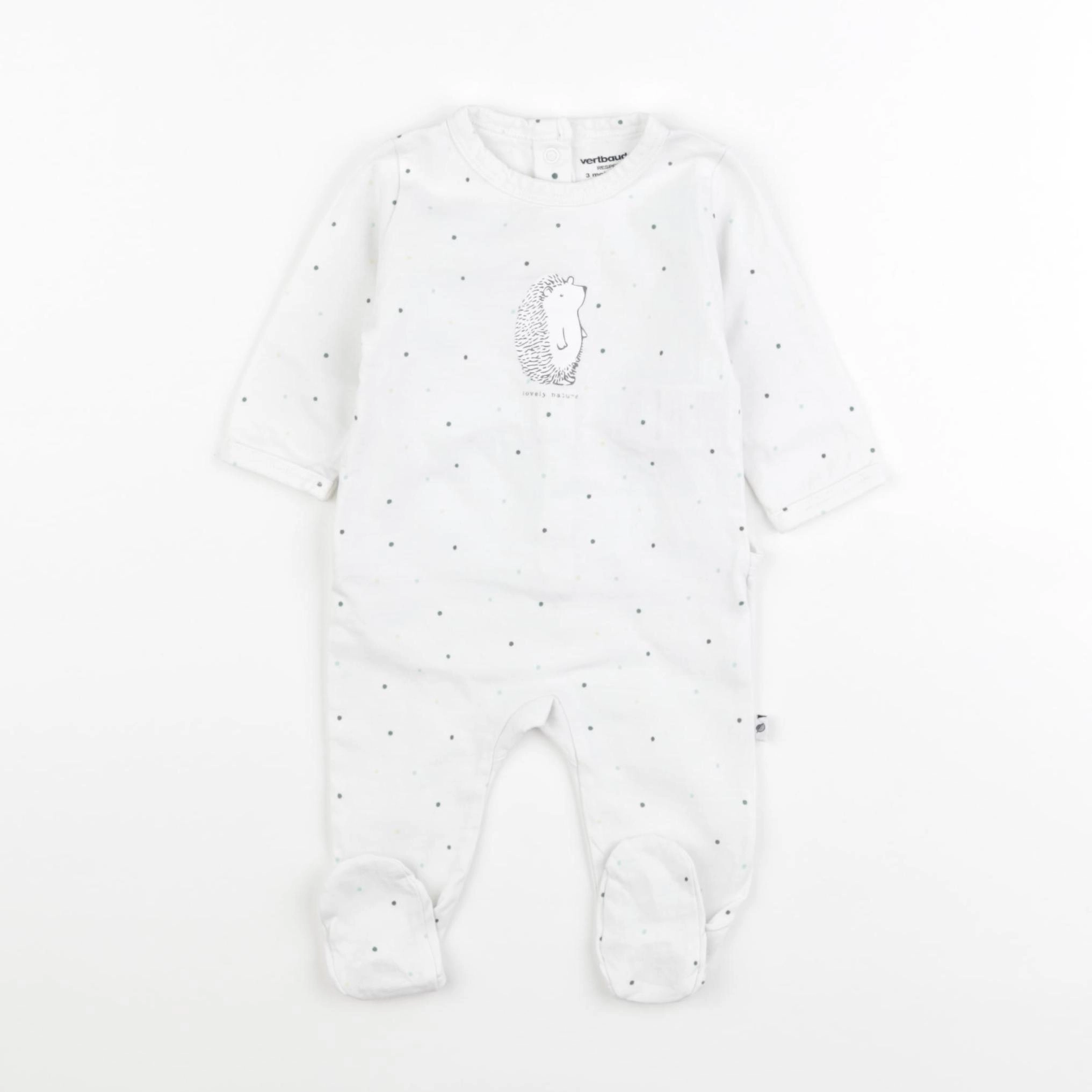 Vertbaudet - pyjama coton blanc - 3 mois