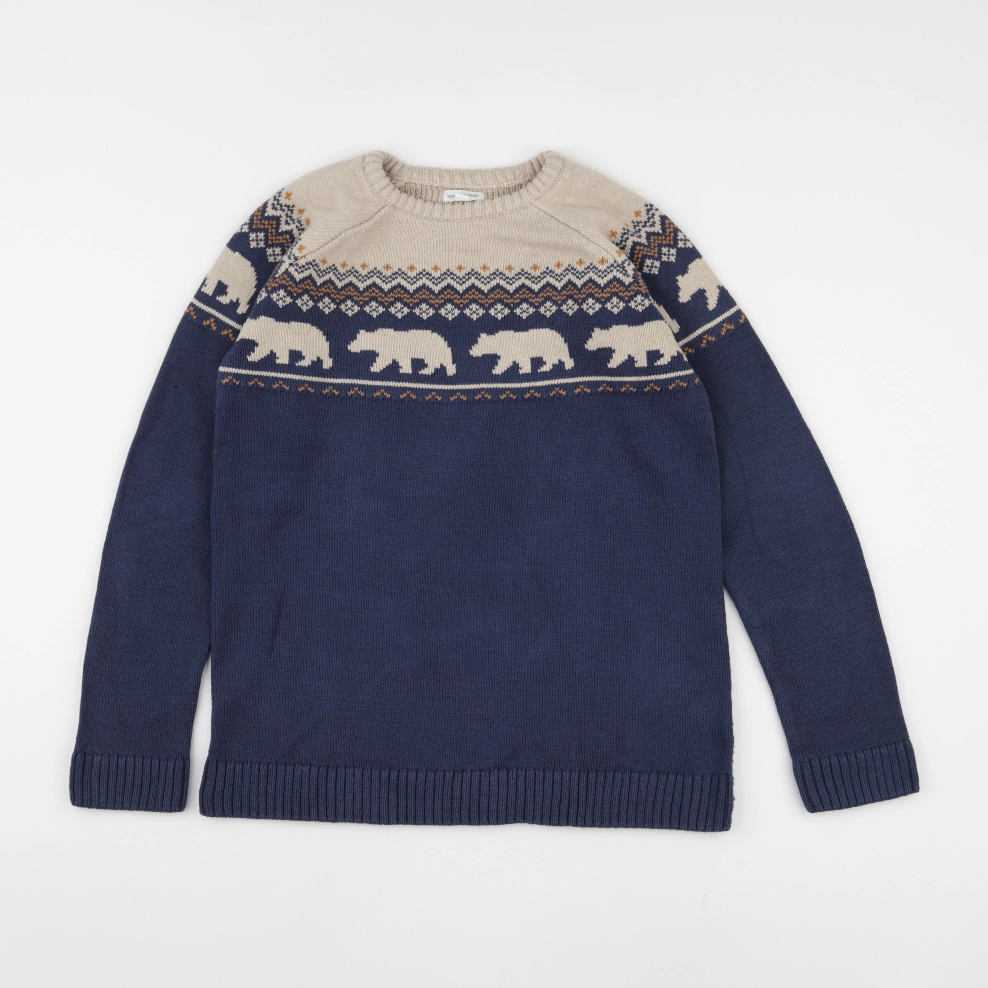 Vertbaudet - pull beige, bleu - 12 ans