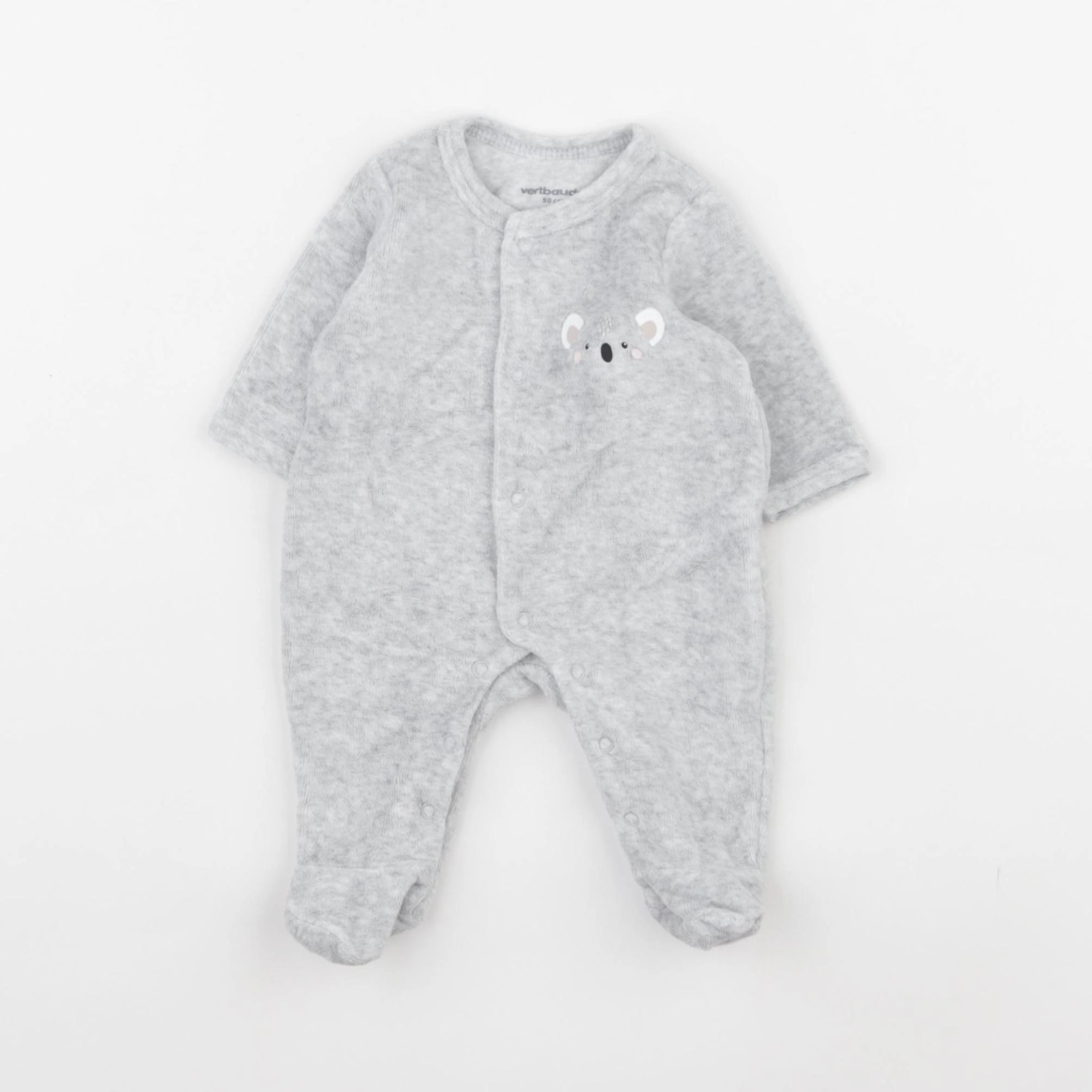 Vertbaudet - pyjama velours gris - 0 mois