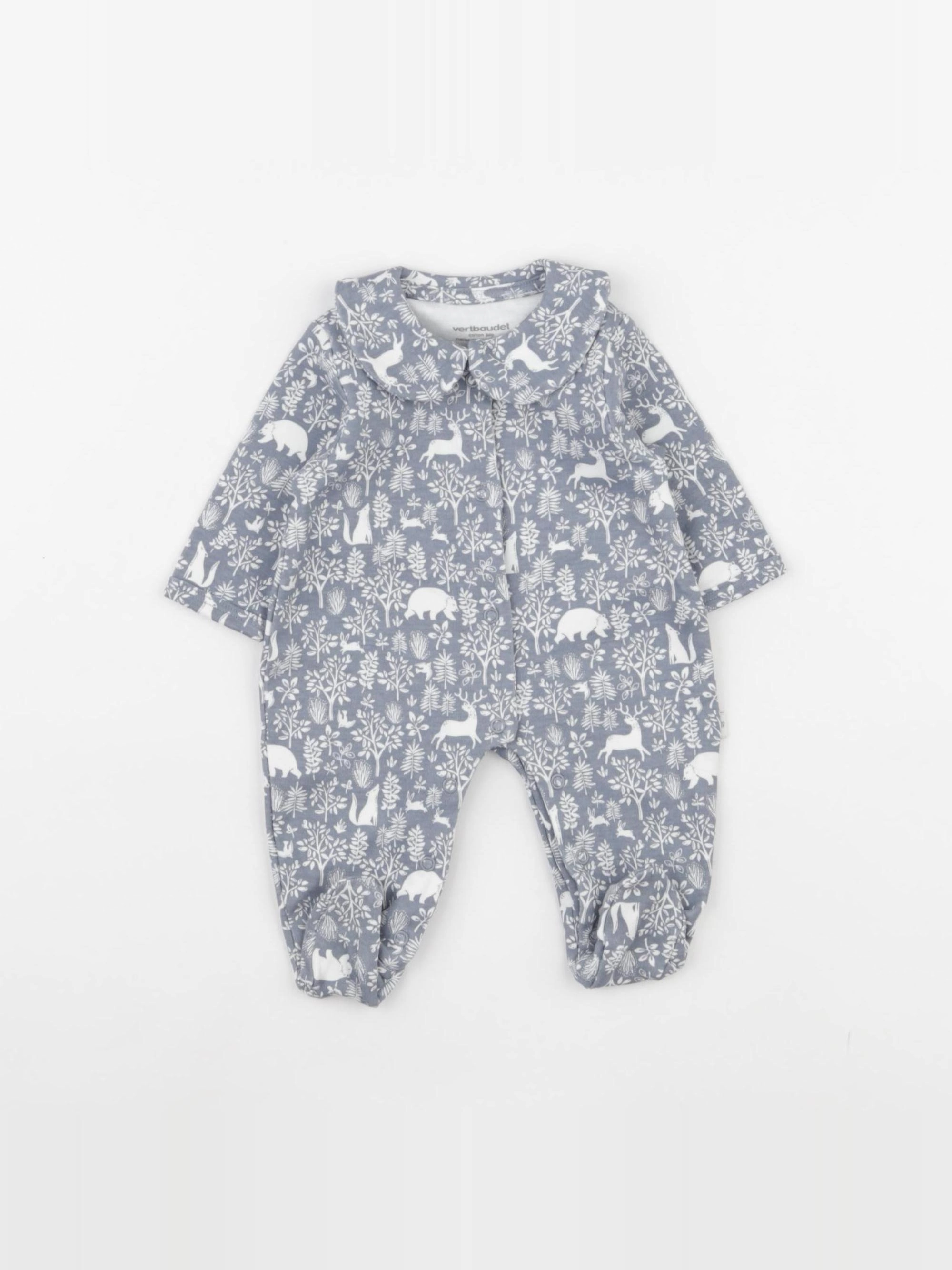 Vertbaudet - pyjama coton bleu - 0 mois