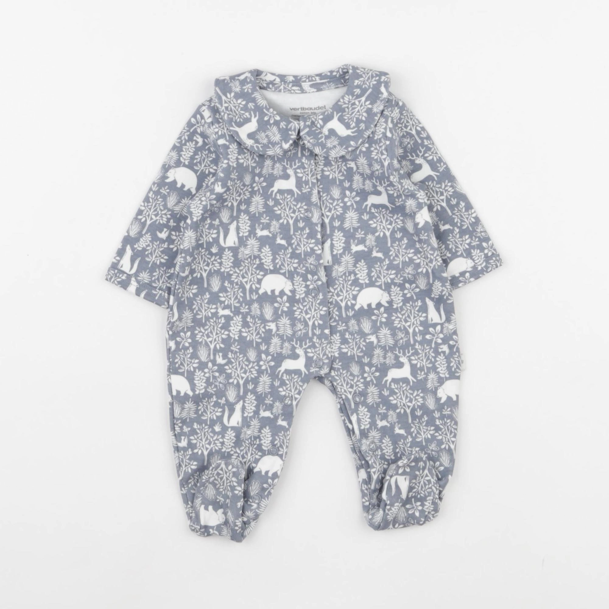 Vertbaudet - pyjama coton bleu - 0 mois