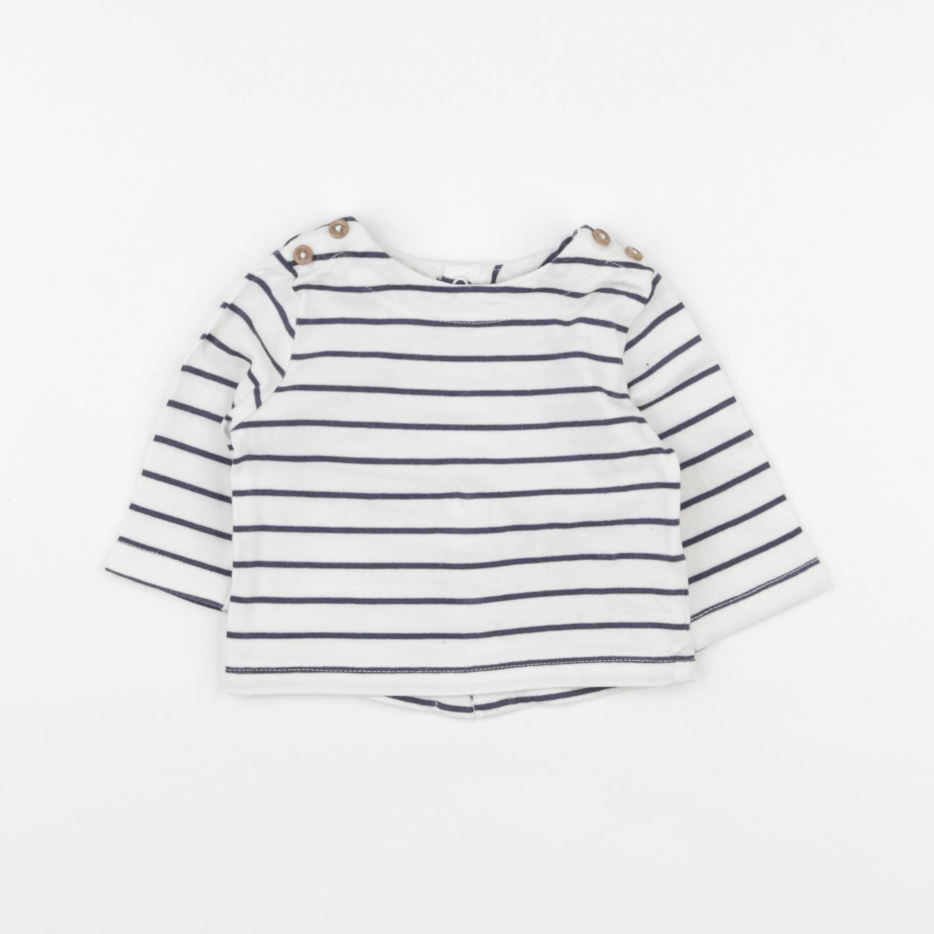 Vertbaudet - tee-shirt blanc, bleu - 1 mois