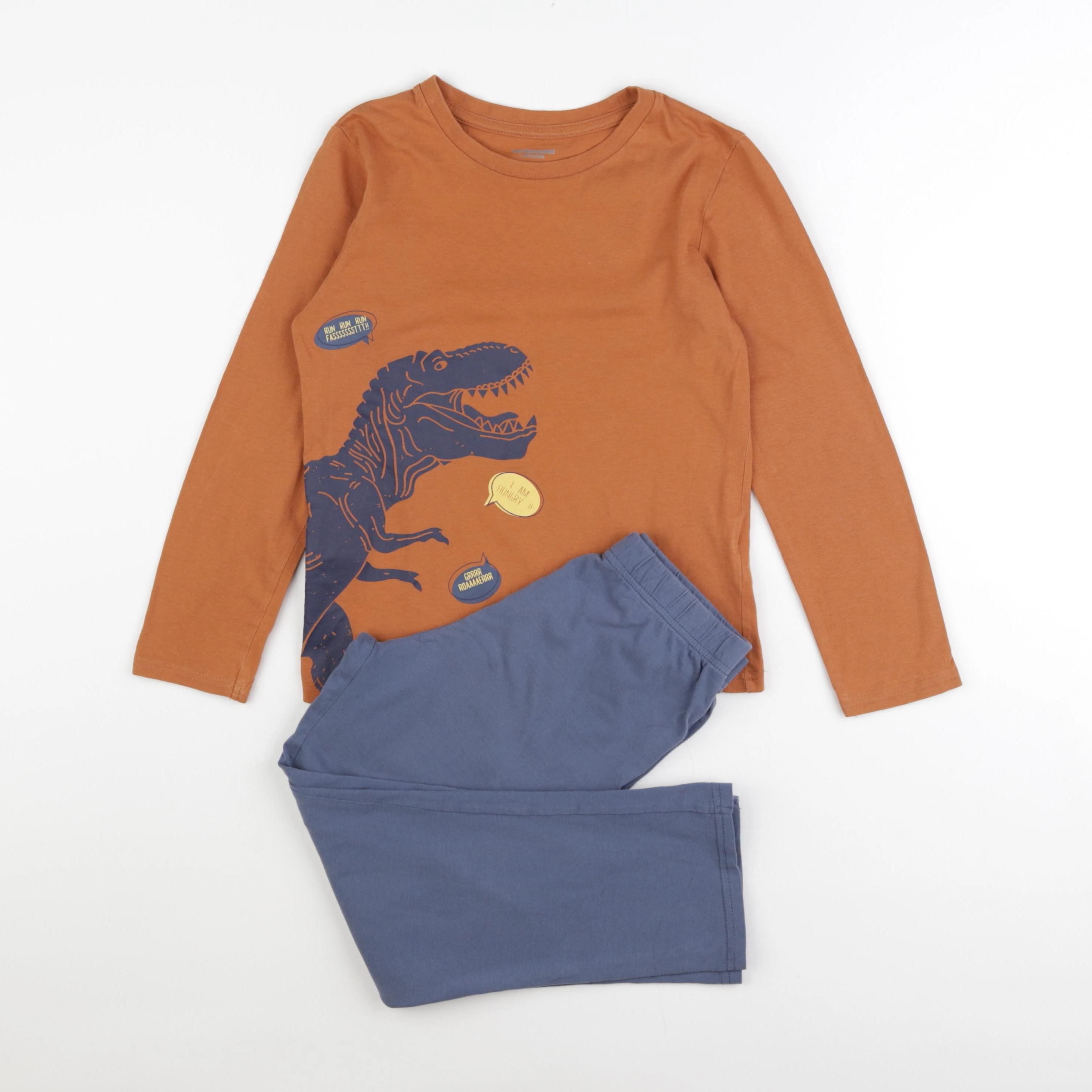 Vertbaudet - pyjama coton bleu, marron - 8 ans