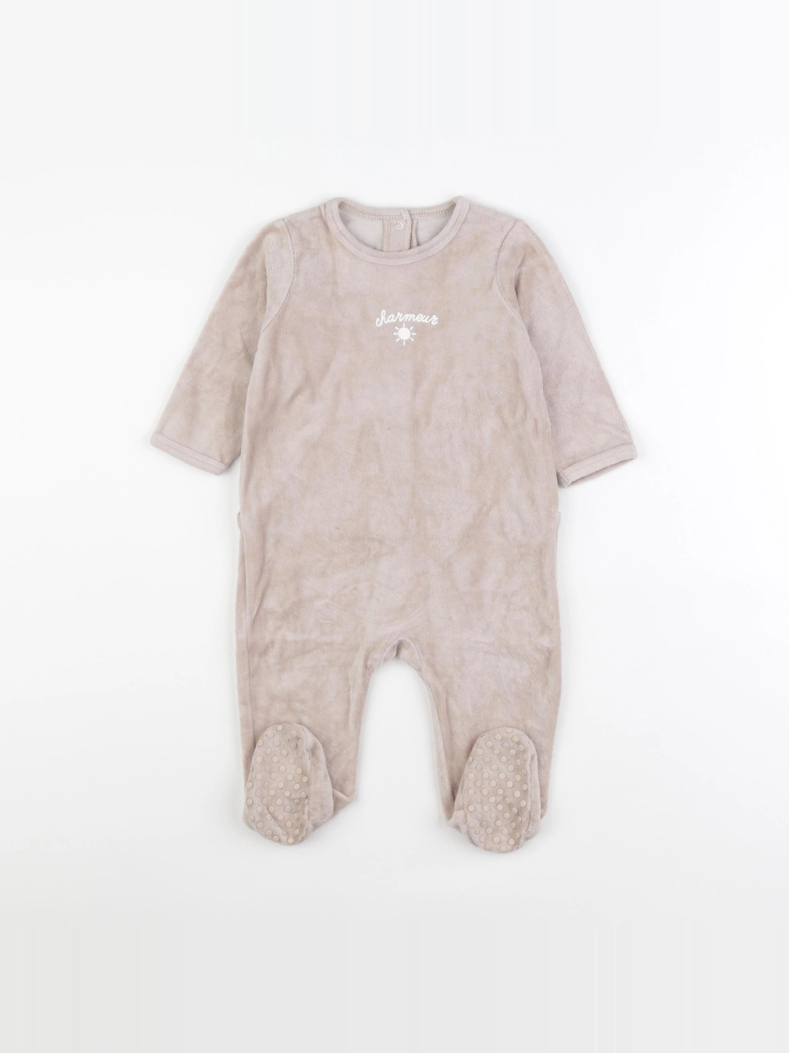 Vertbaudet - pyjama velours beige - 9 mois