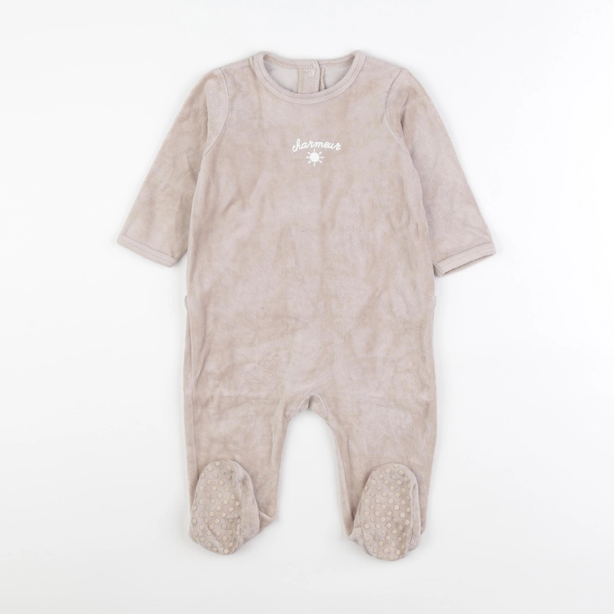 Vertbaudet - pyjama velours beige - 9 mois
