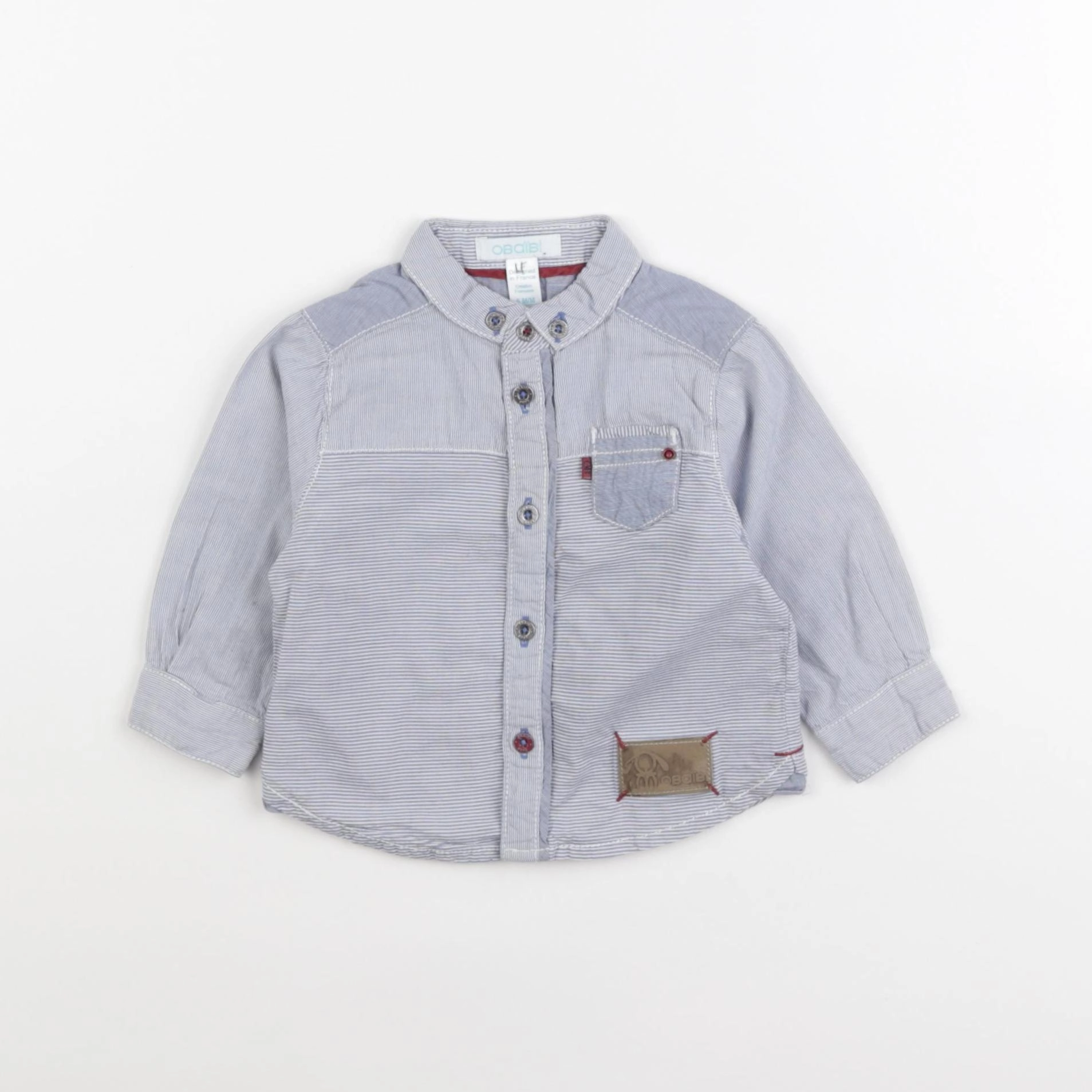Obaïbi - chemise bleu - 6 mois