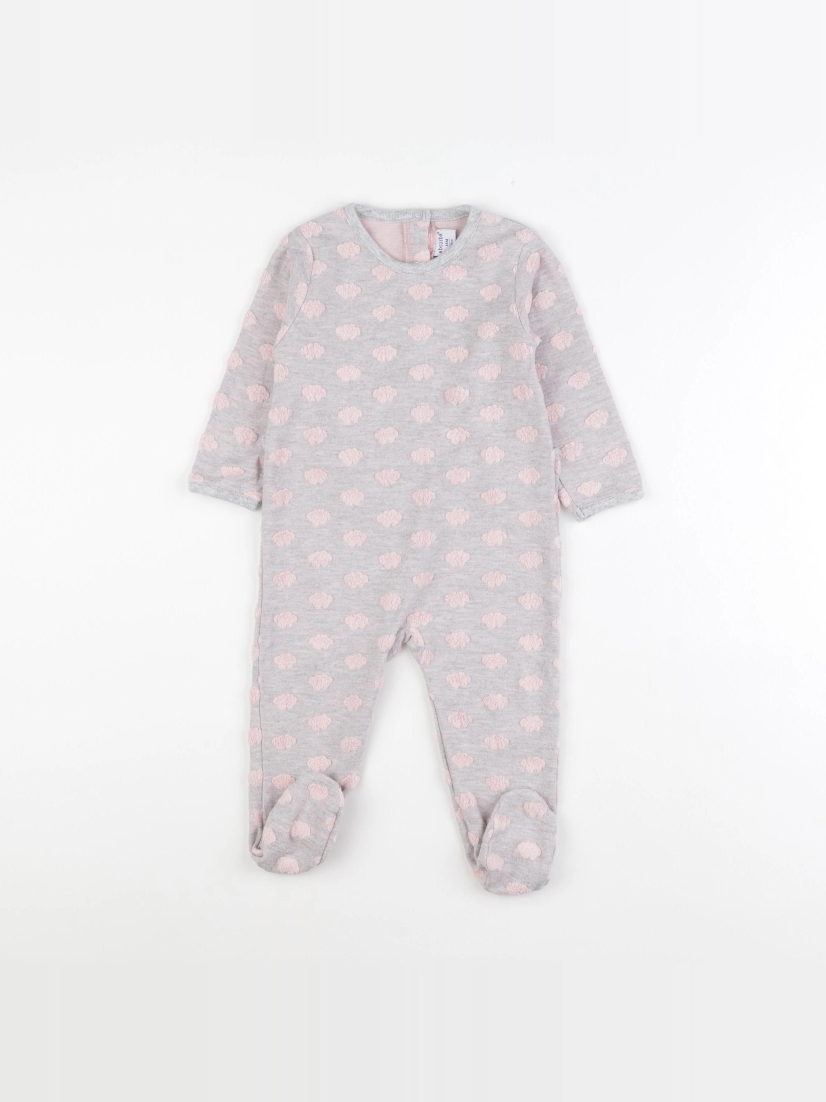 Absorba - pyjama coton gris, rose - 18 mois