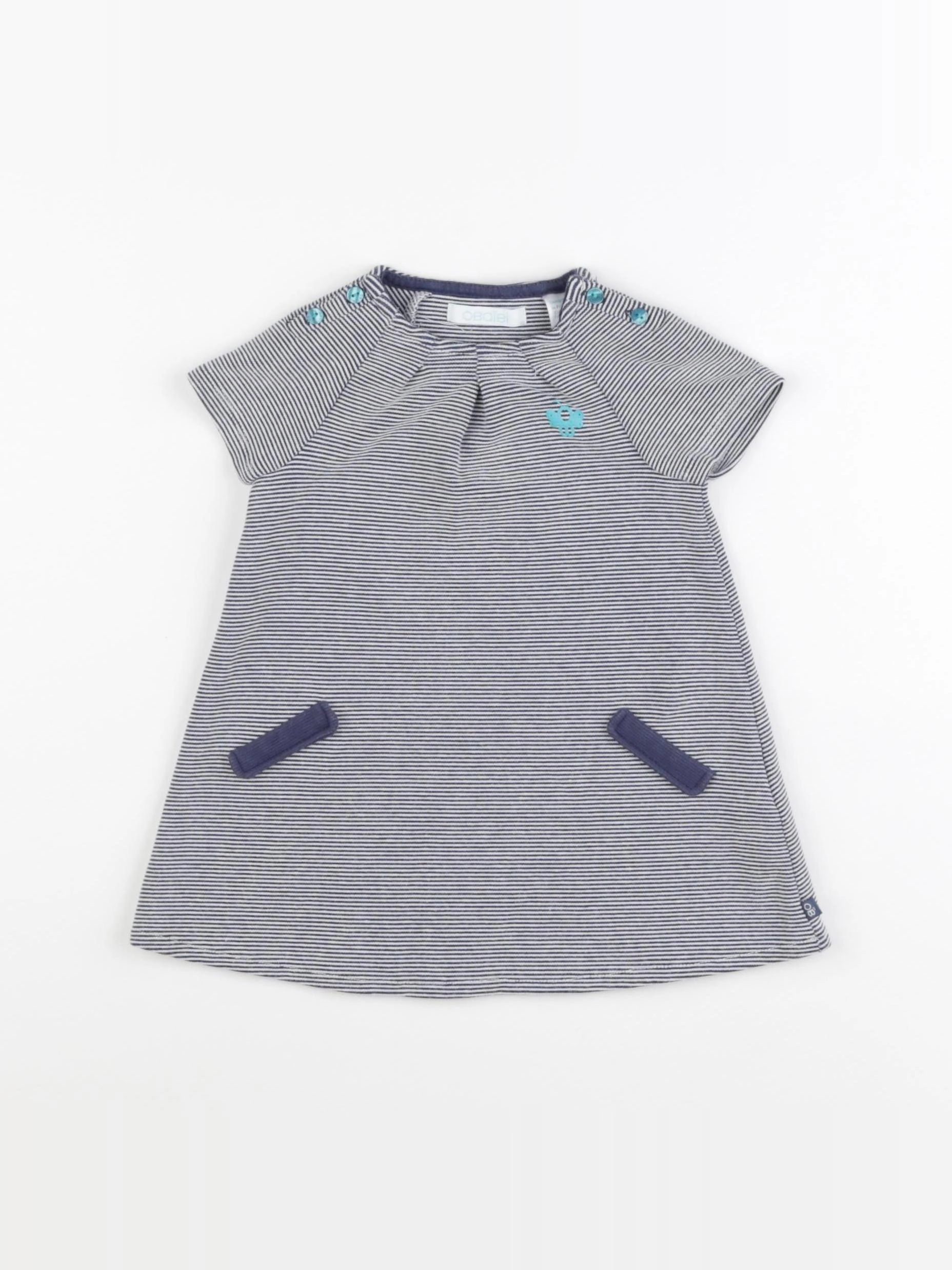Obaïbi - robe bleu, blanc - 6 mois