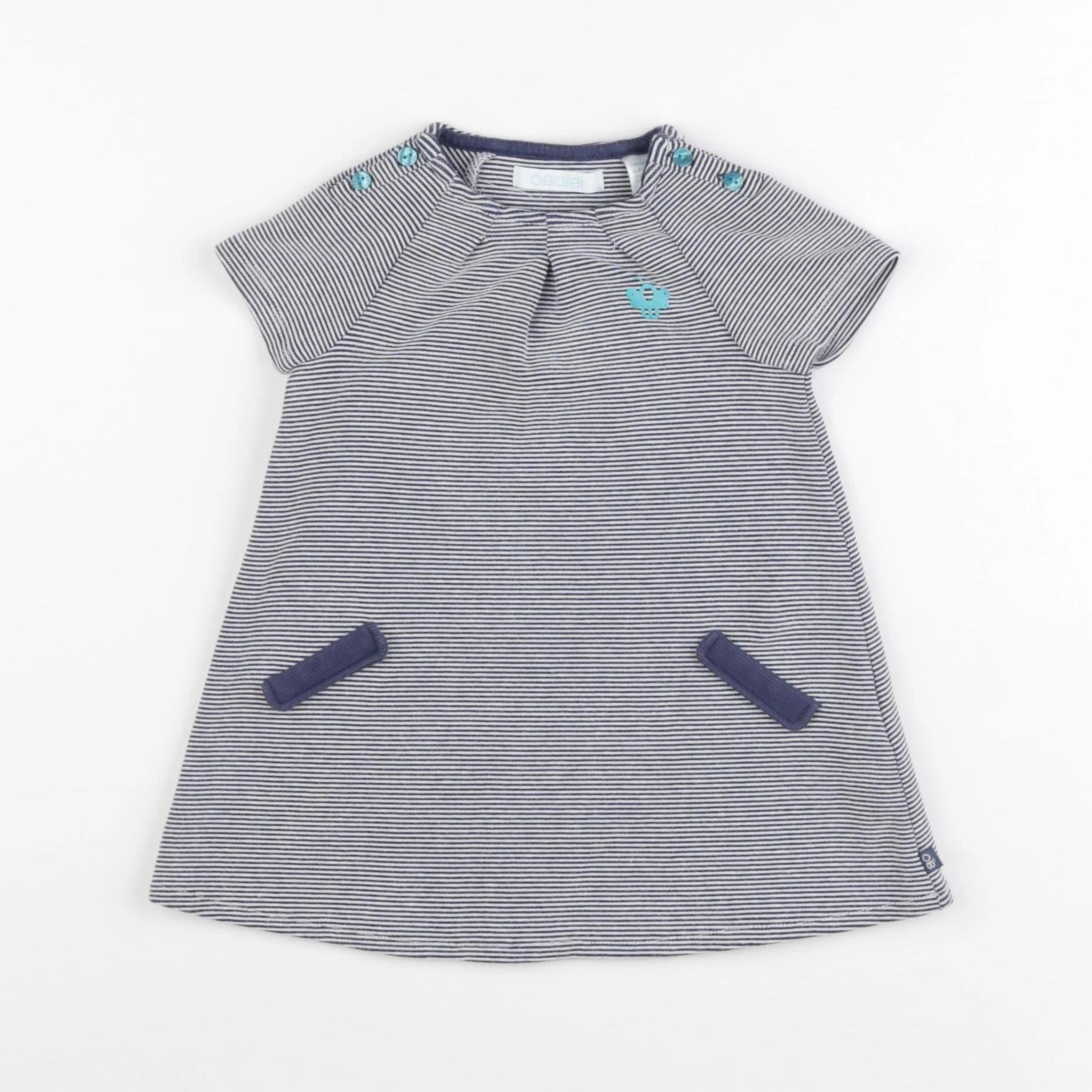 Obaïbi - robe bleu, blanc - 6 mois