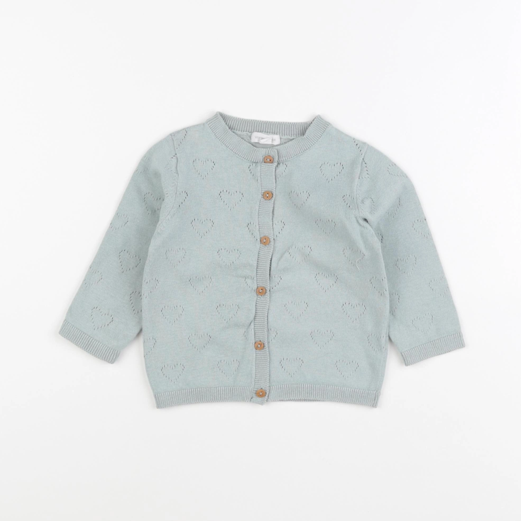 Vertbaudet - gilet vert - 9 mois