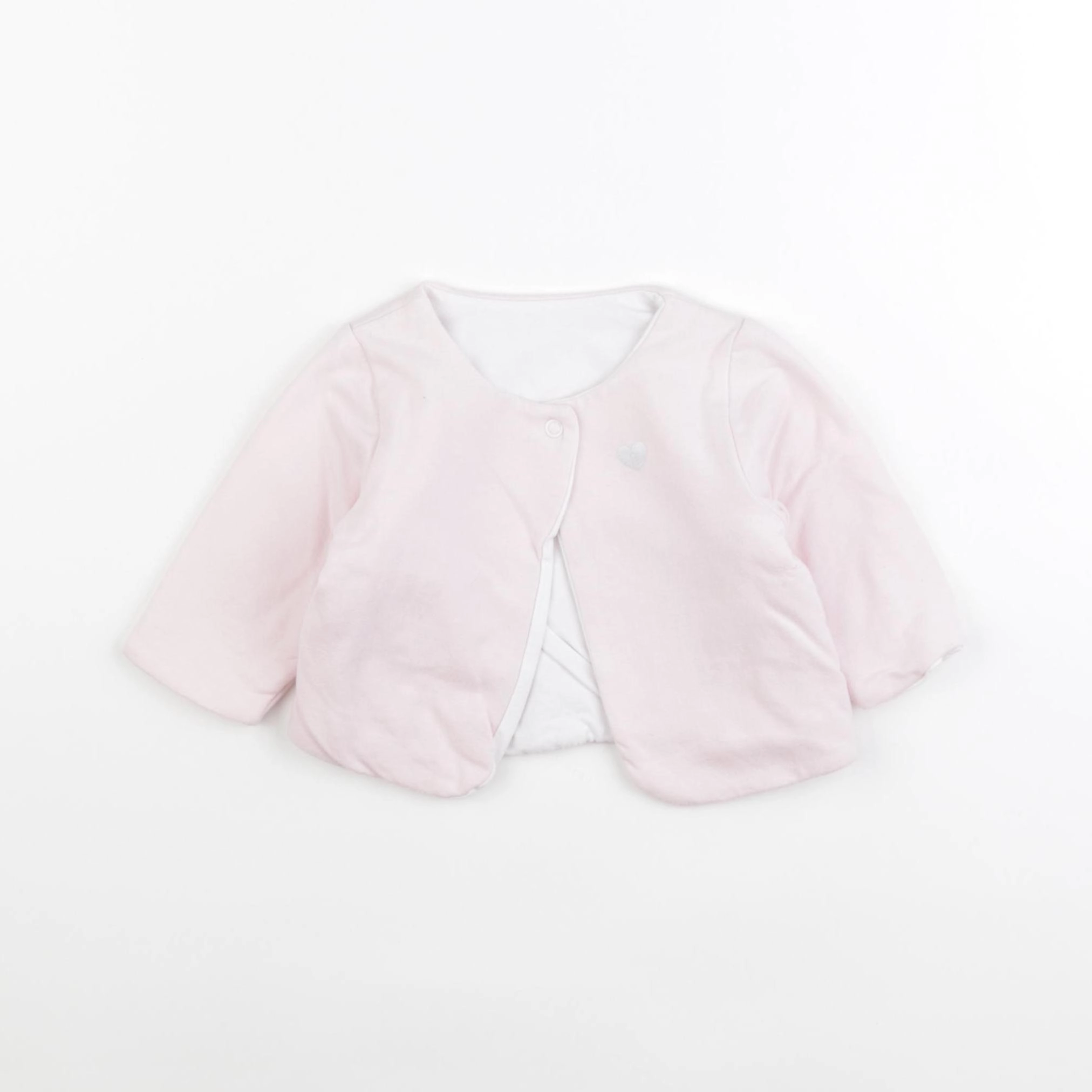 Obaïbi - gilet réversible rose, blanc - 3 mois