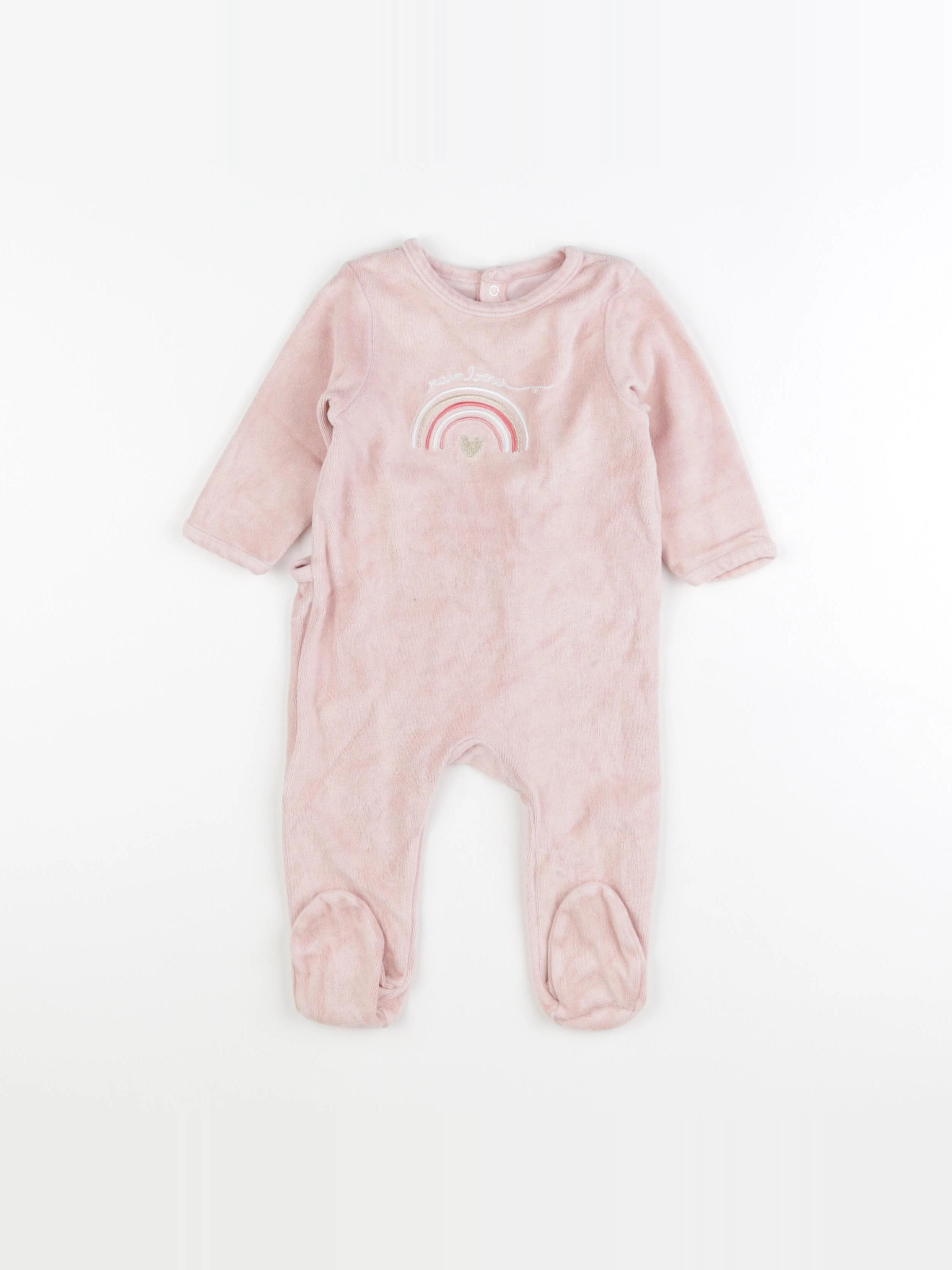Vertbaudet - pyjama velours rose - 6/9 mois