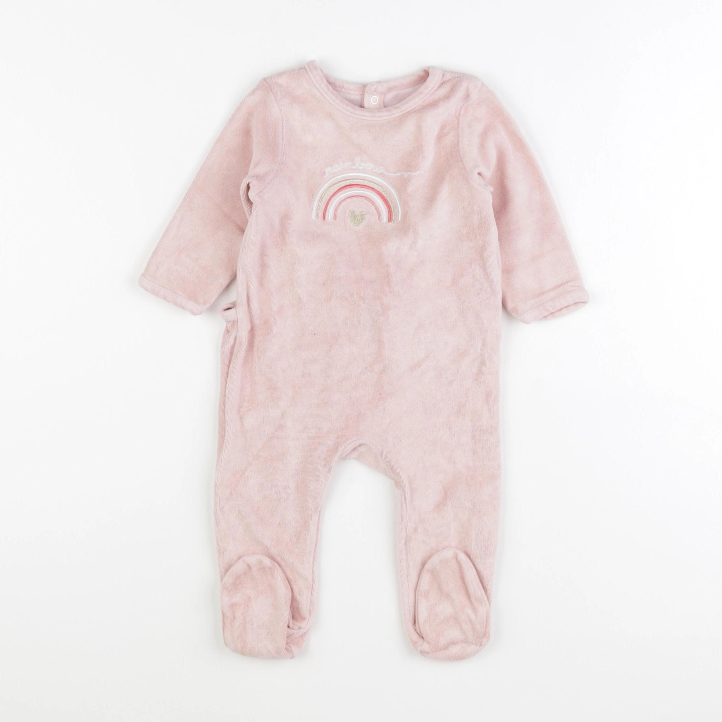 Vertbaudet - pyjama velours rose - 6/9 mois