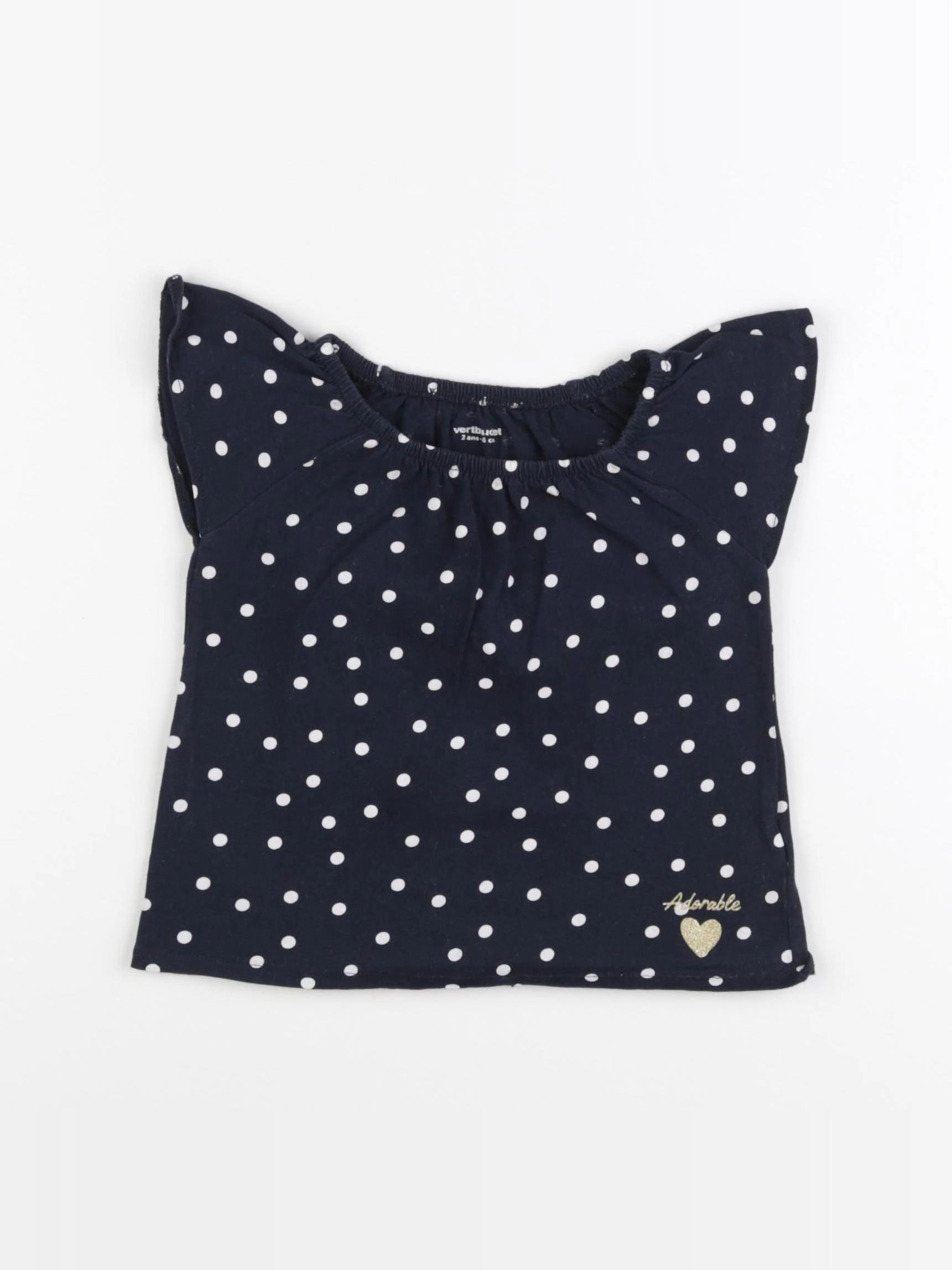 Vertbaudet - tee-shirt bleu, blanc - 2 ans
