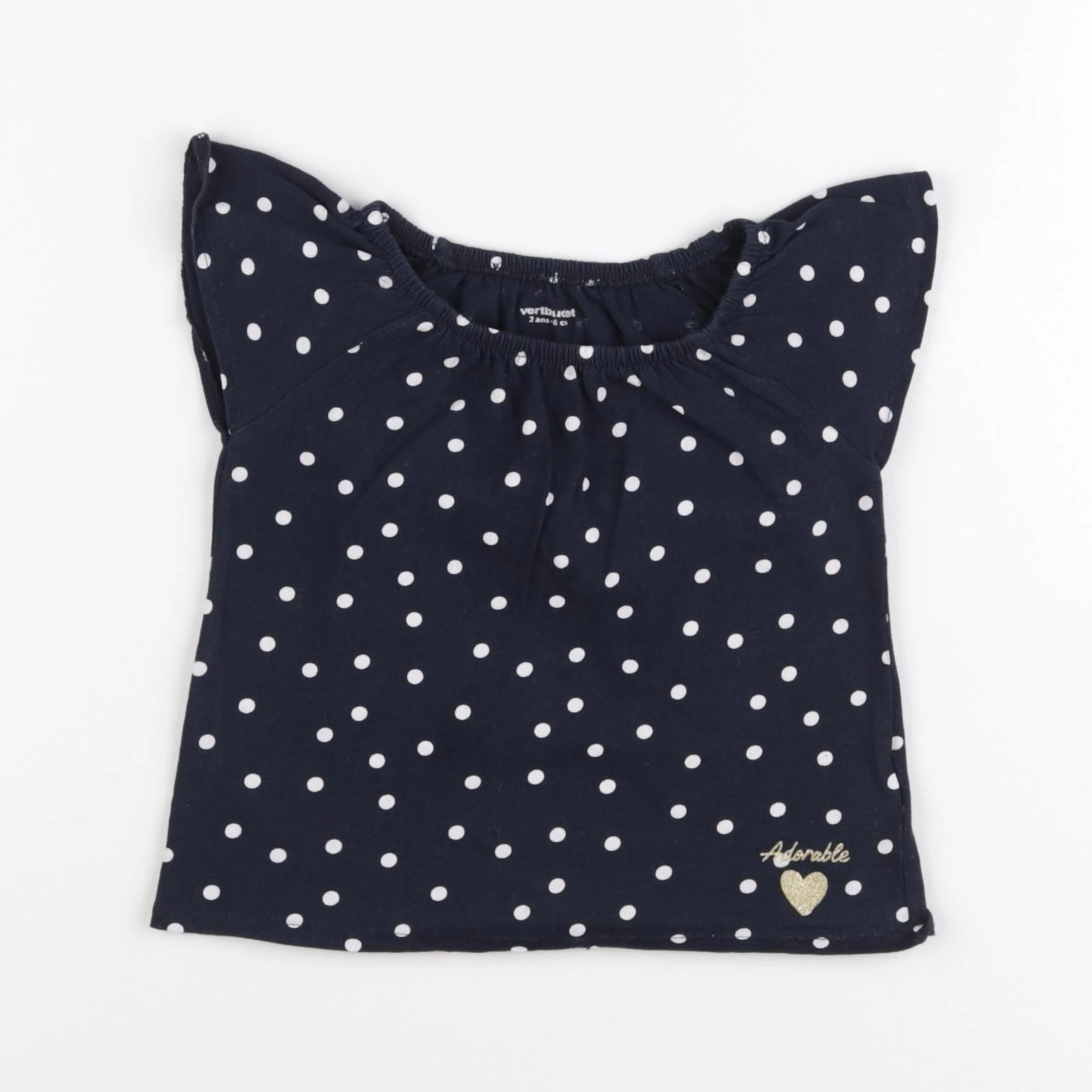 Vertbaudet - tee-shirt bleu, blanc - 2 ans