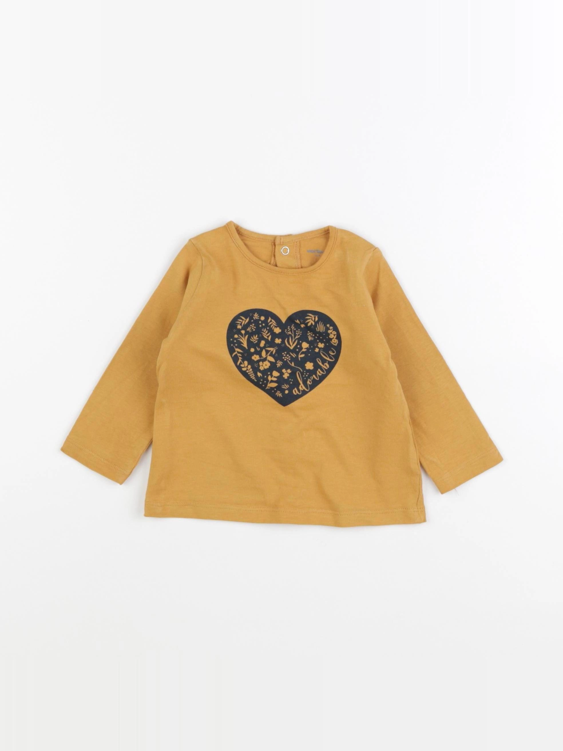 Vertbaudet - tee-shirt jaune - 6 mois