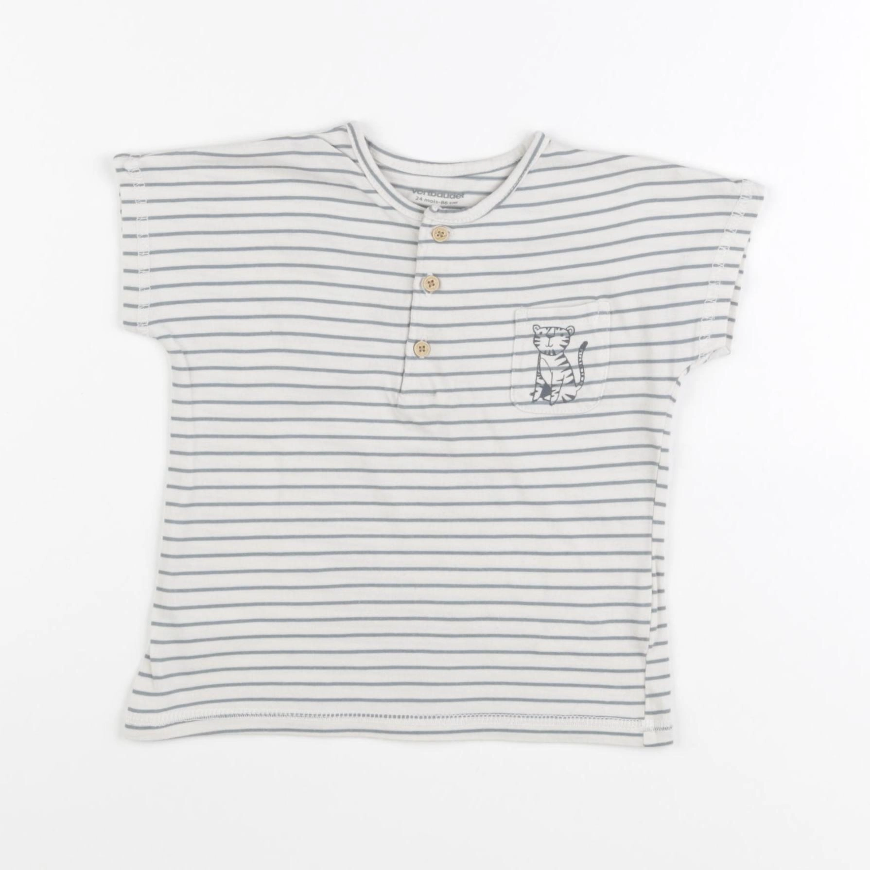 Vertbaudet - tee-shirt bleu - 24 mois