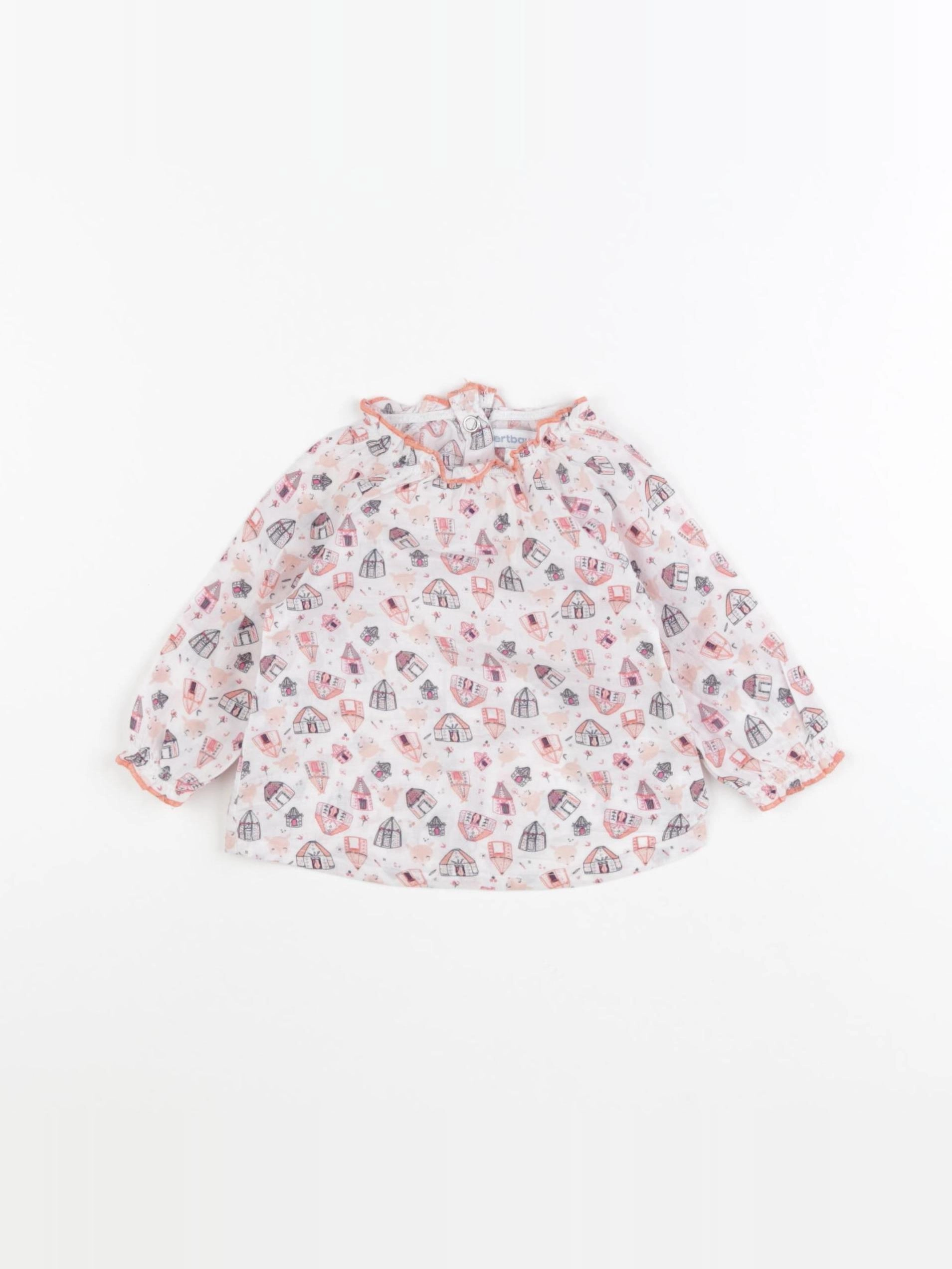 Vertbaudet - blouse blanc, orange - 3 mois