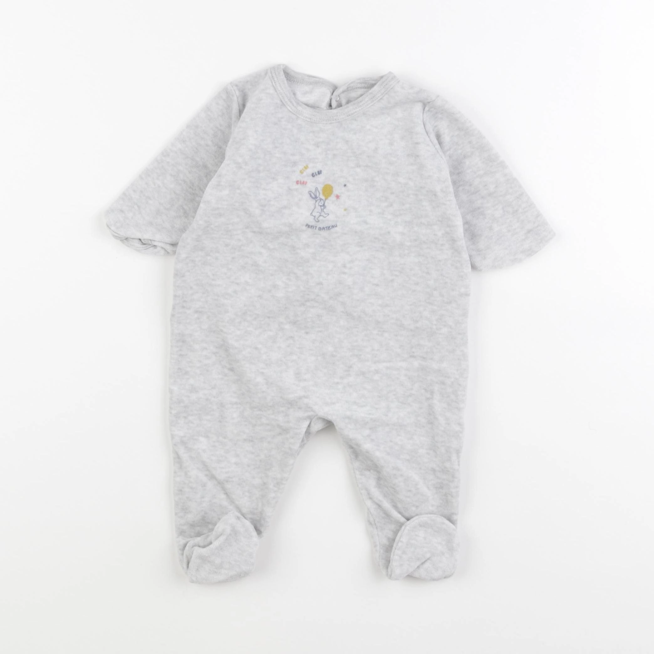 Petit Bateau - pyjama velours gris - 3 mois