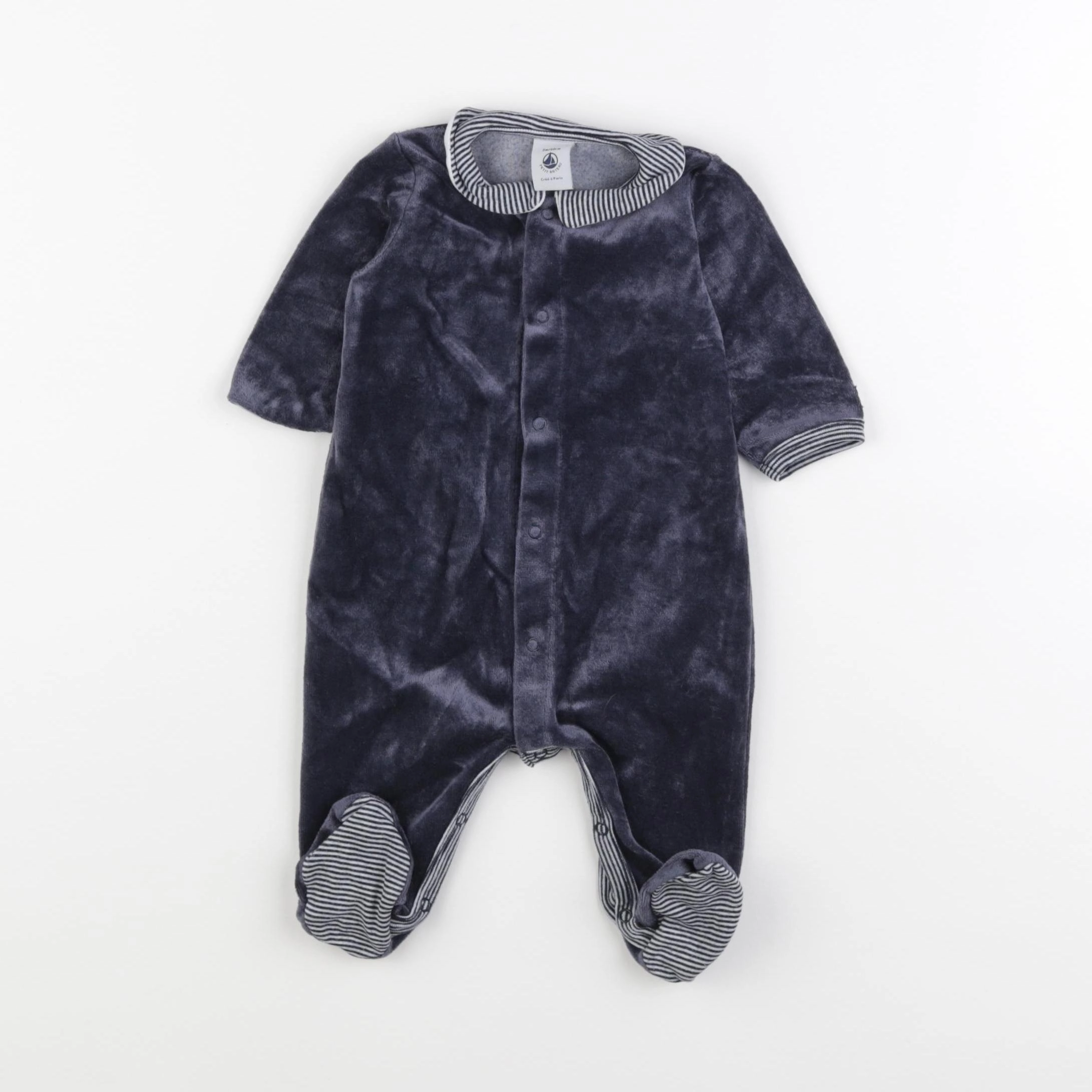 Petit Bateau - pyjama velours bleu - 3 mois