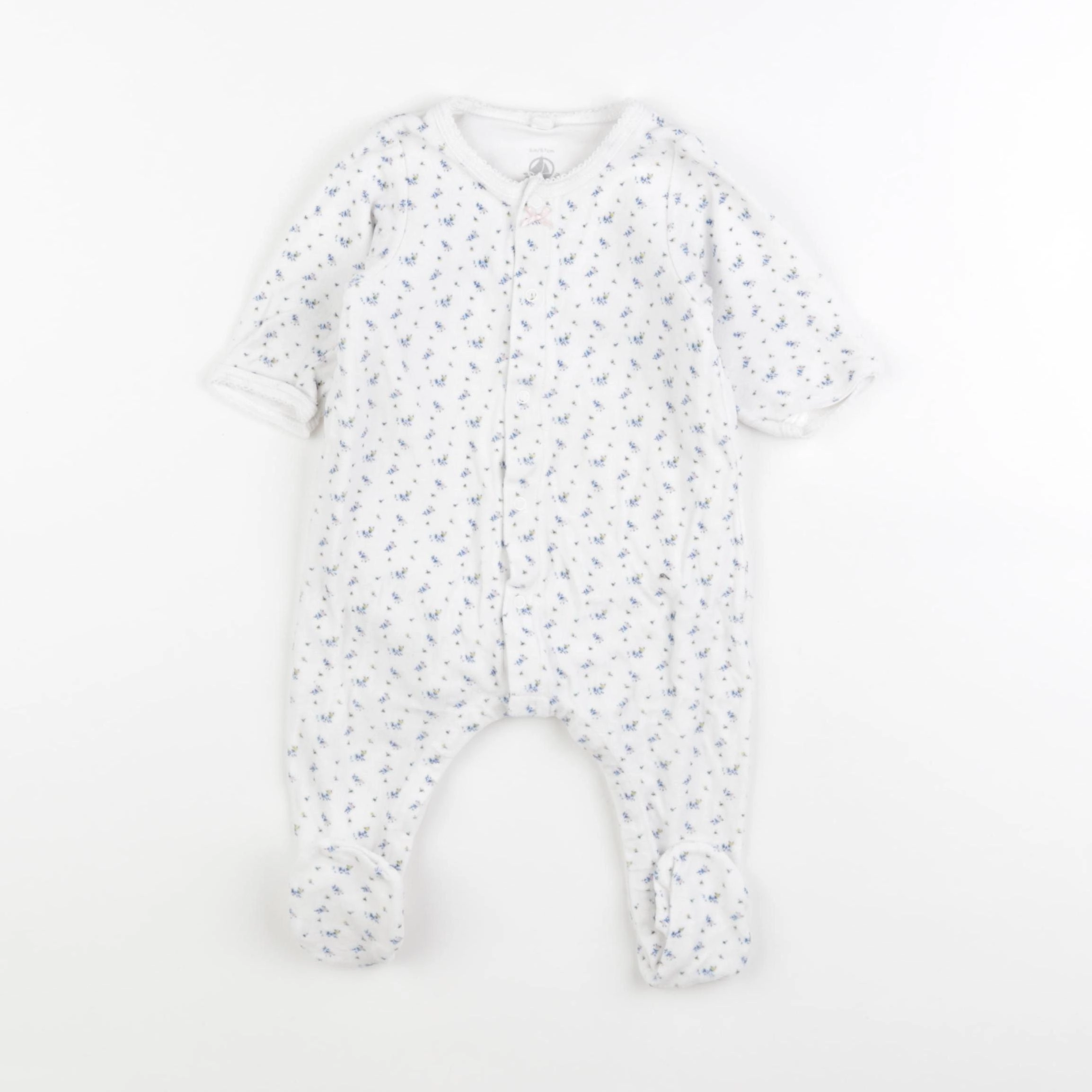Petit Bateau - pyjama velours blanc - 6 mois
