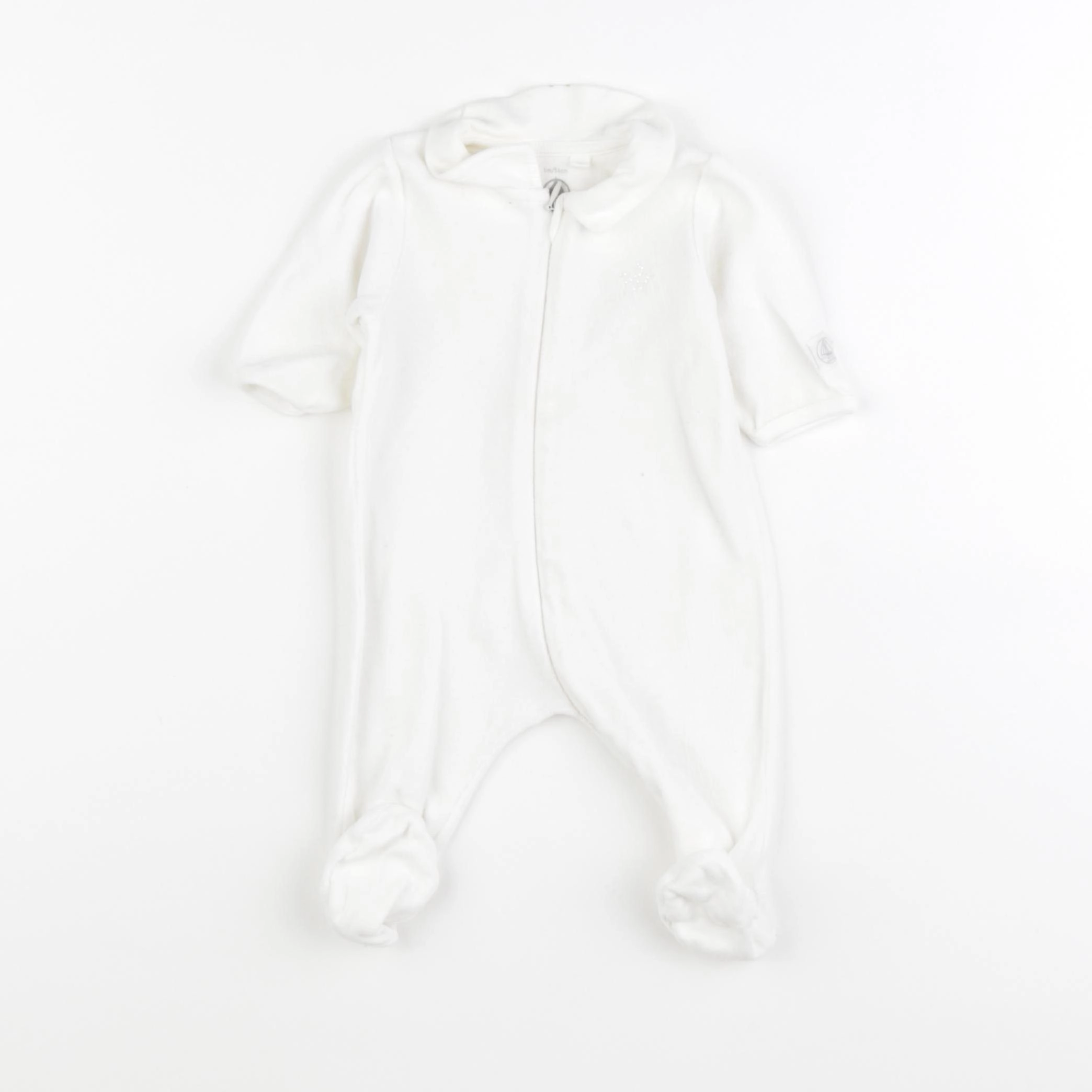 Petit Bateau - pyjama velours blanc - 1 mois