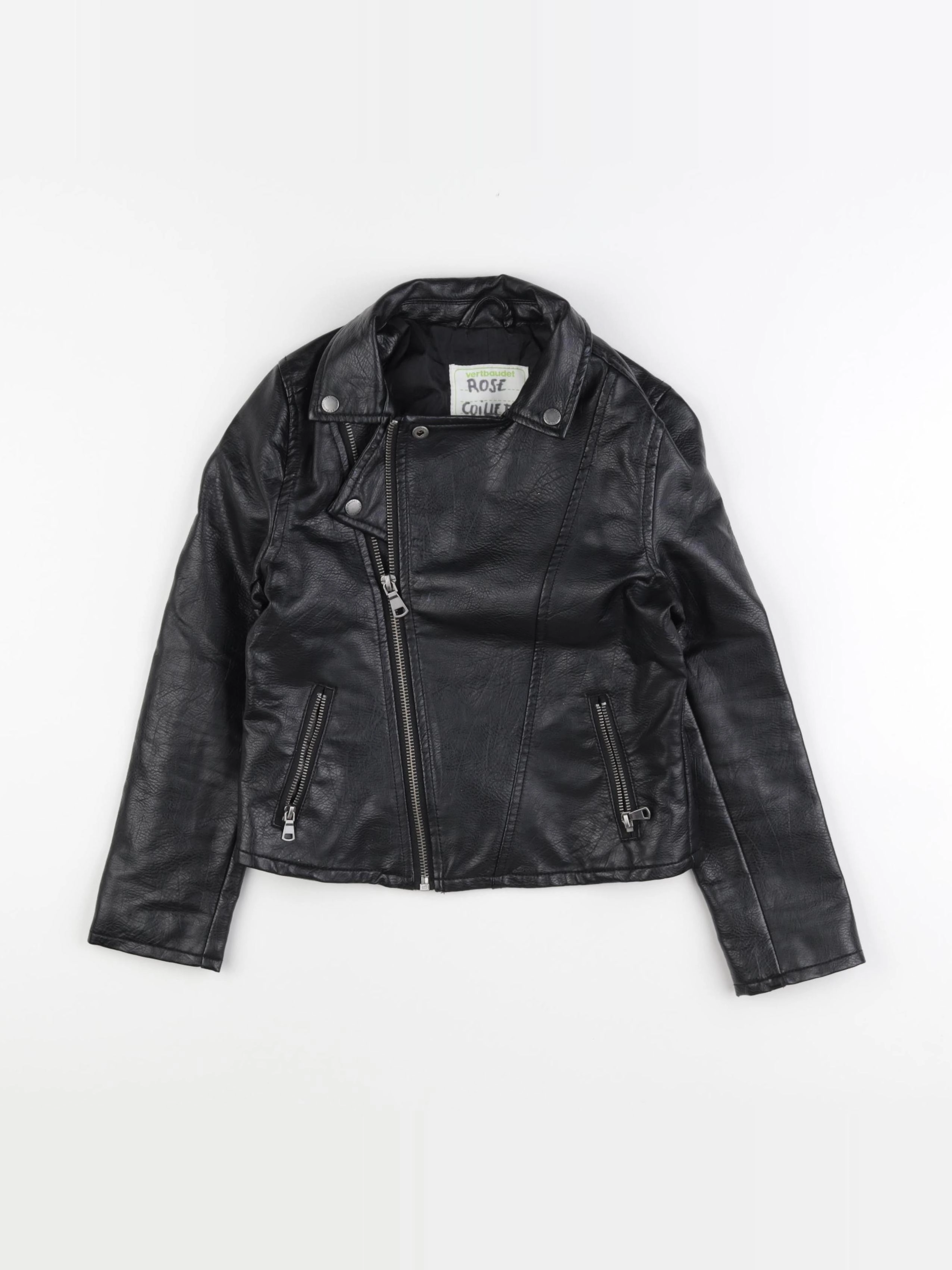 Vertbaudet - veste simili cuir noir - 8 ans