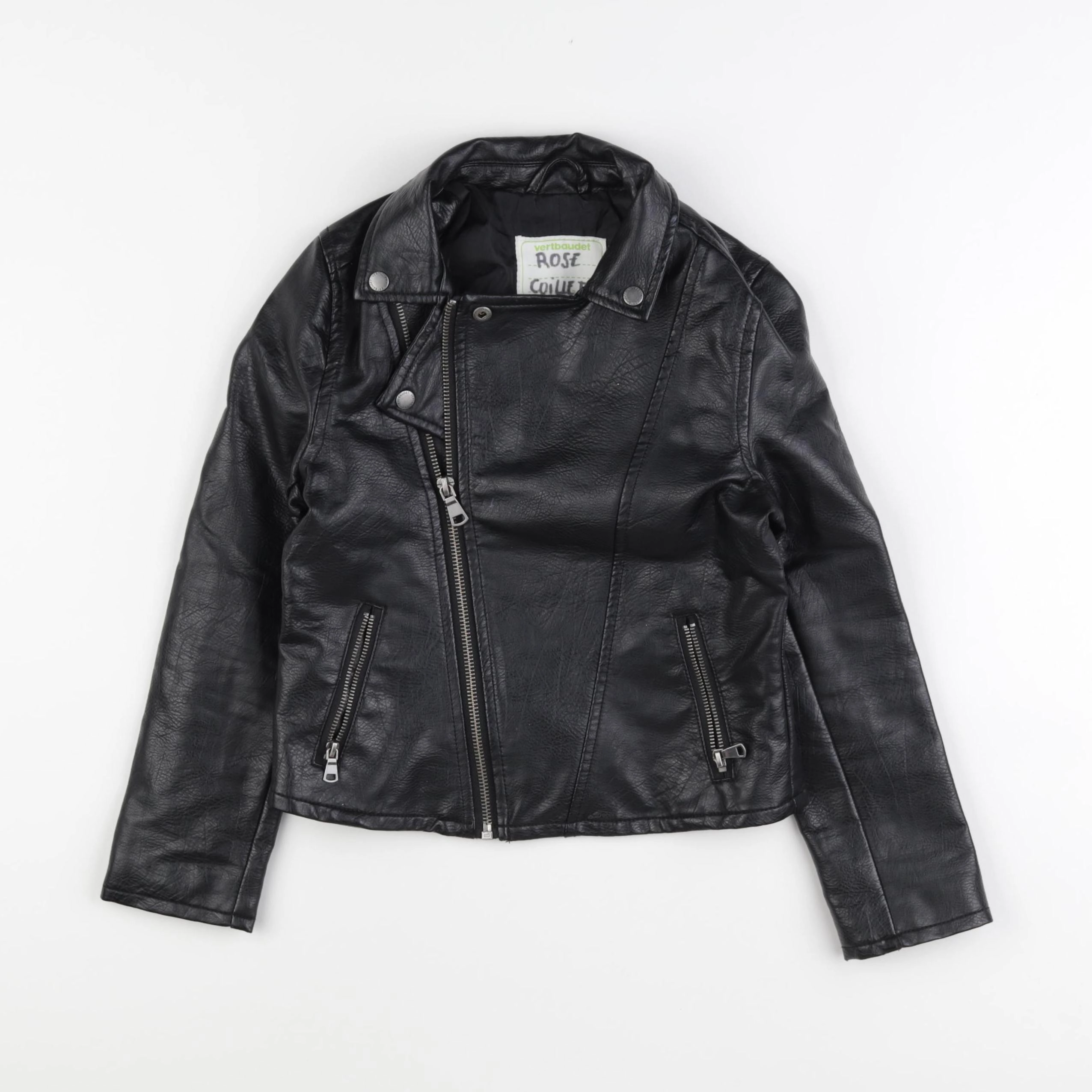 Vertbaudet - veste simili cuir noir - 8 ans
