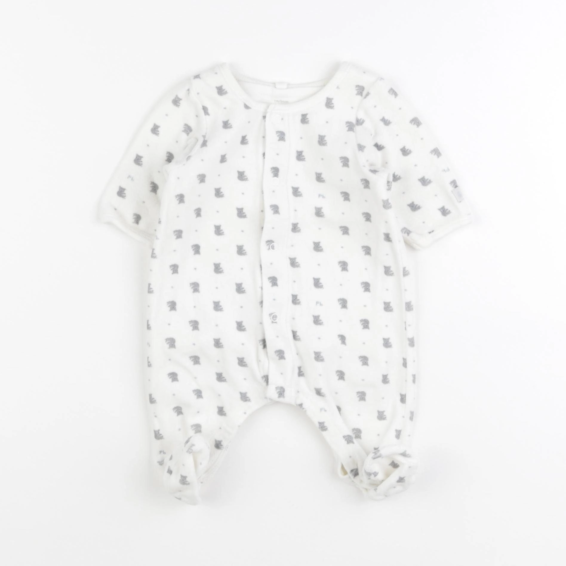 Petit Bateau - pyjama velours blanc - 1 mois