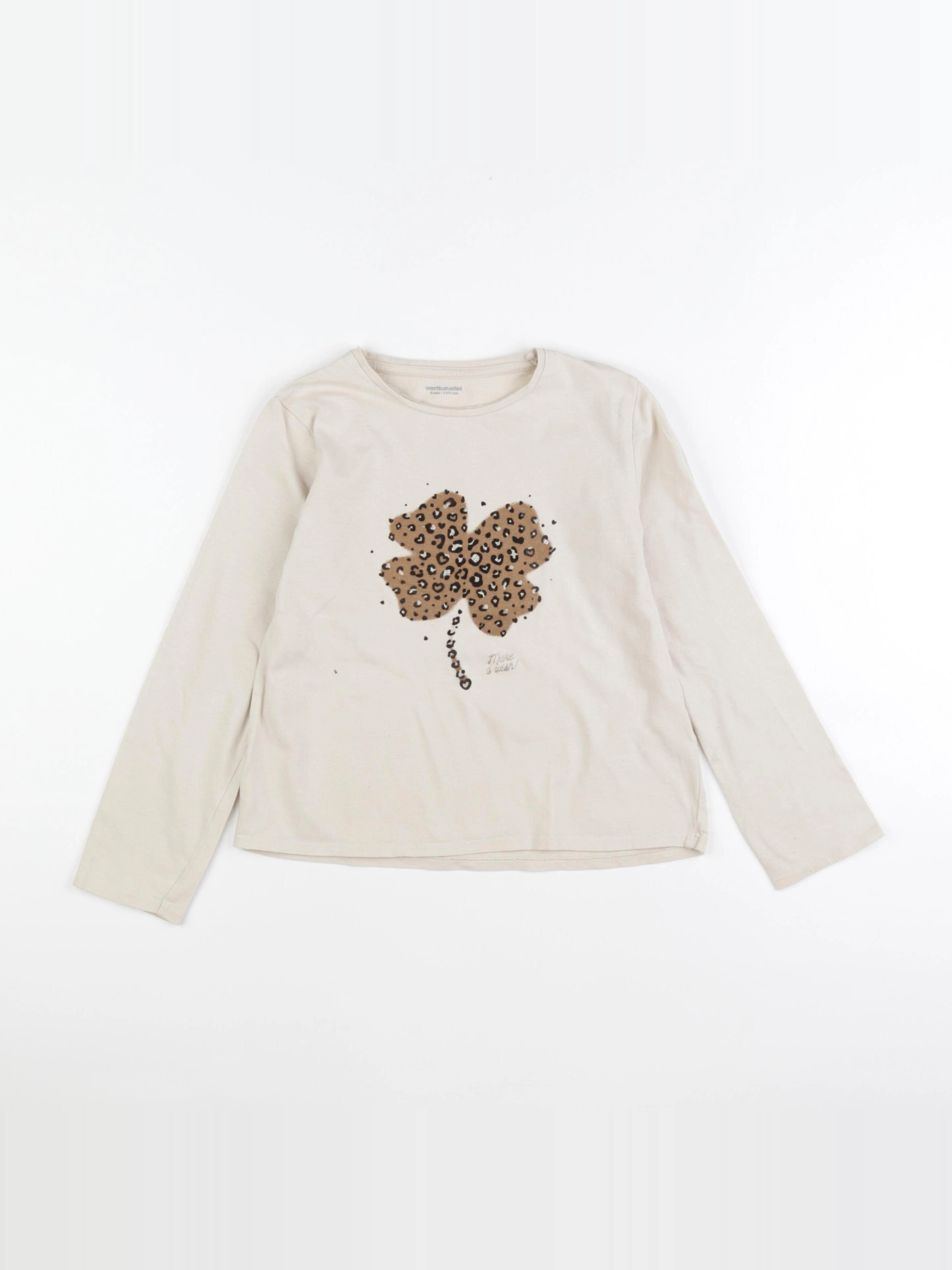 Vertbaudet - tee-shirt beige - 8 ans