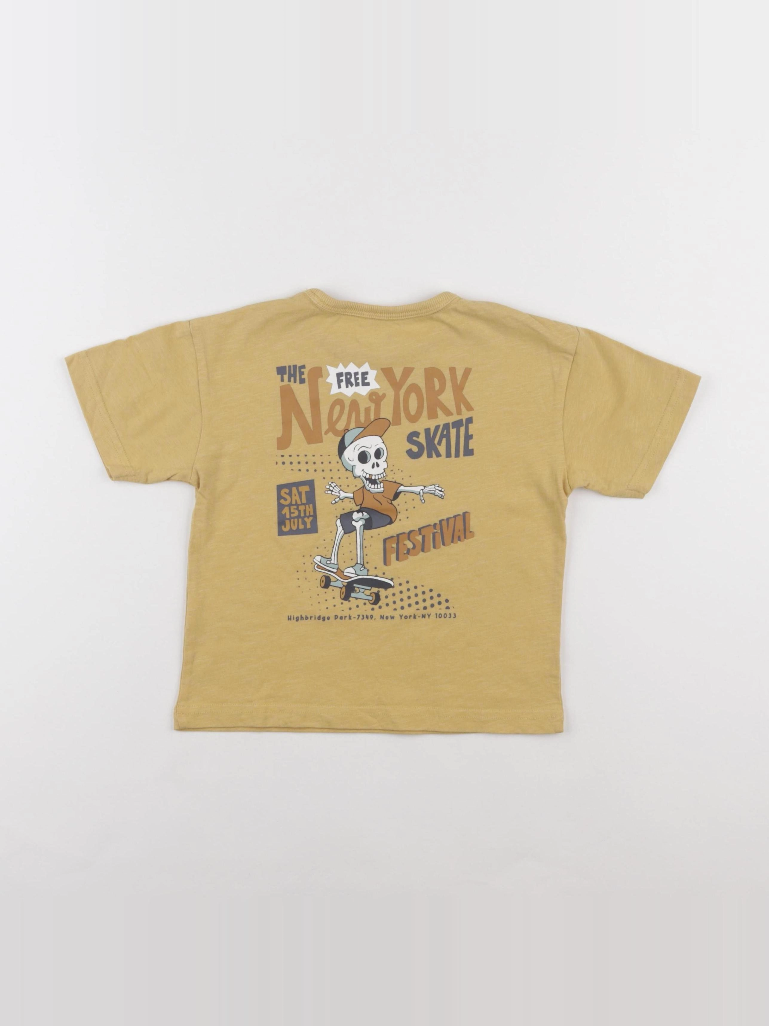 Vertbaudet - tee-shirt imprimé au dos jaune - 4 ans