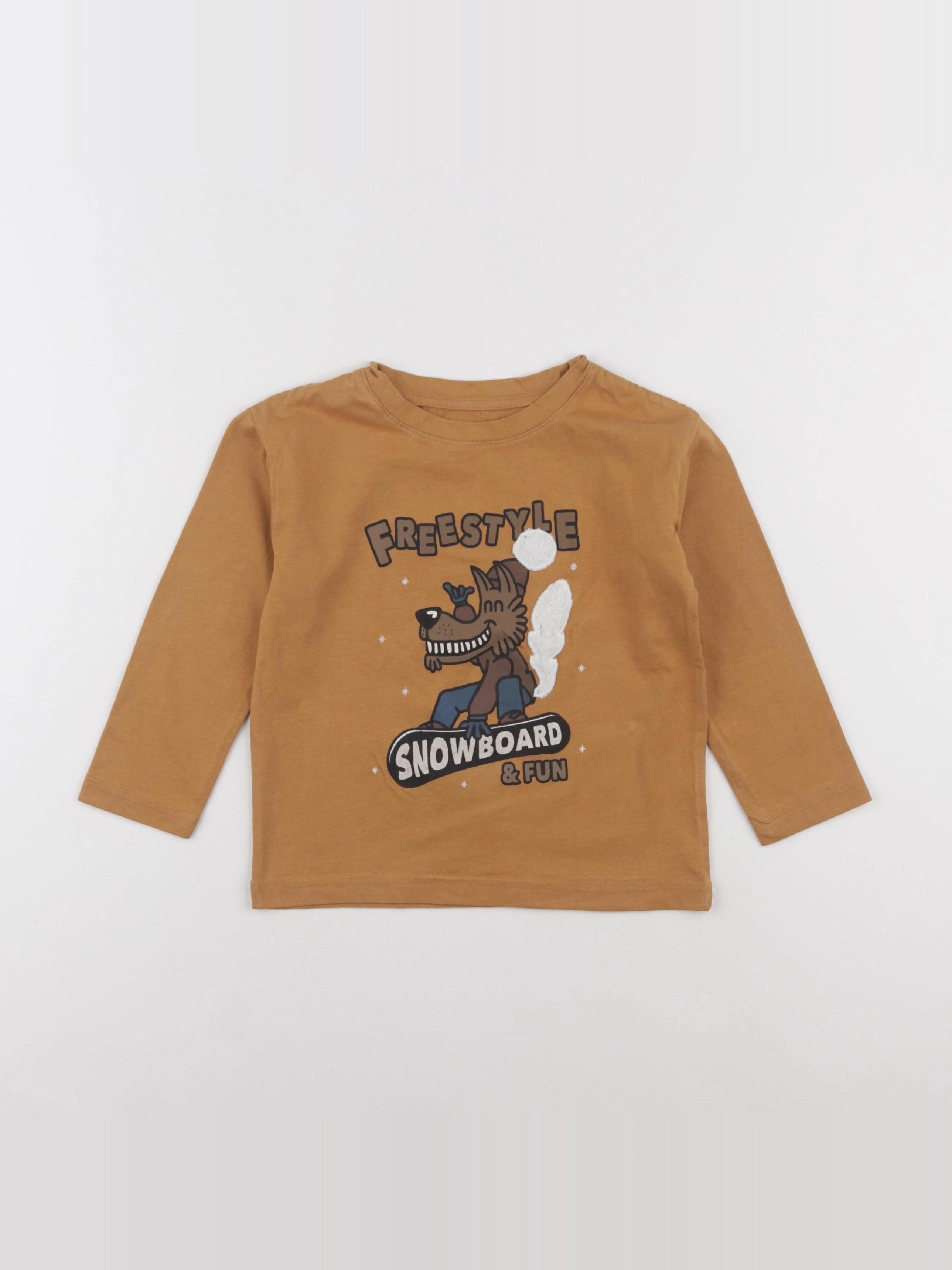 Vertbaudet - tee-shirt marron - 4 ans