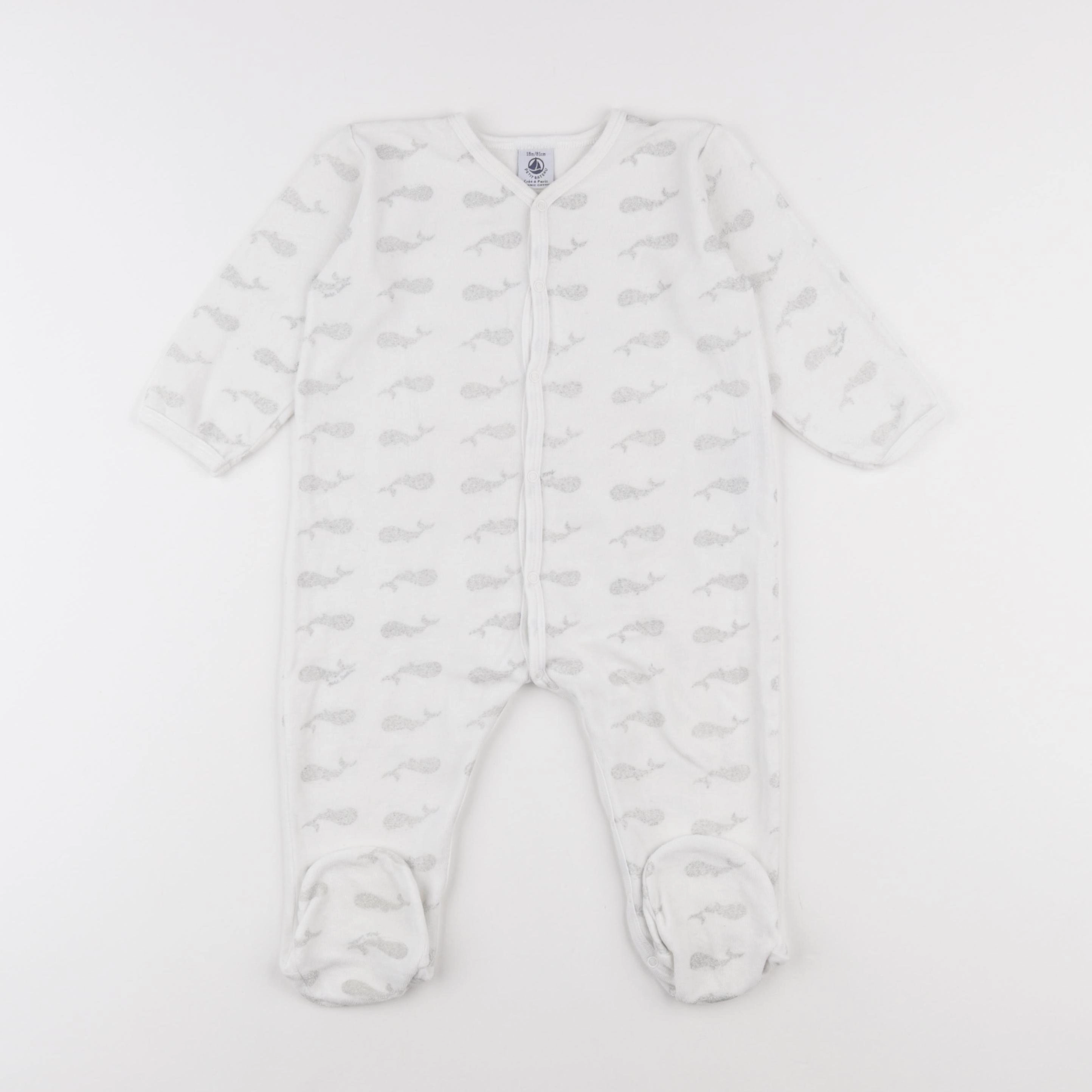 Petit Bateau - pyjama velours blanc - 18 mois
