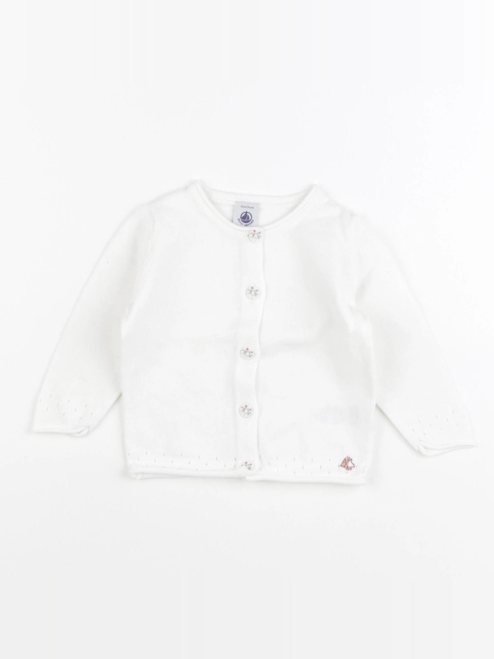 Petit Bateau - gilet blanc - 12 mois