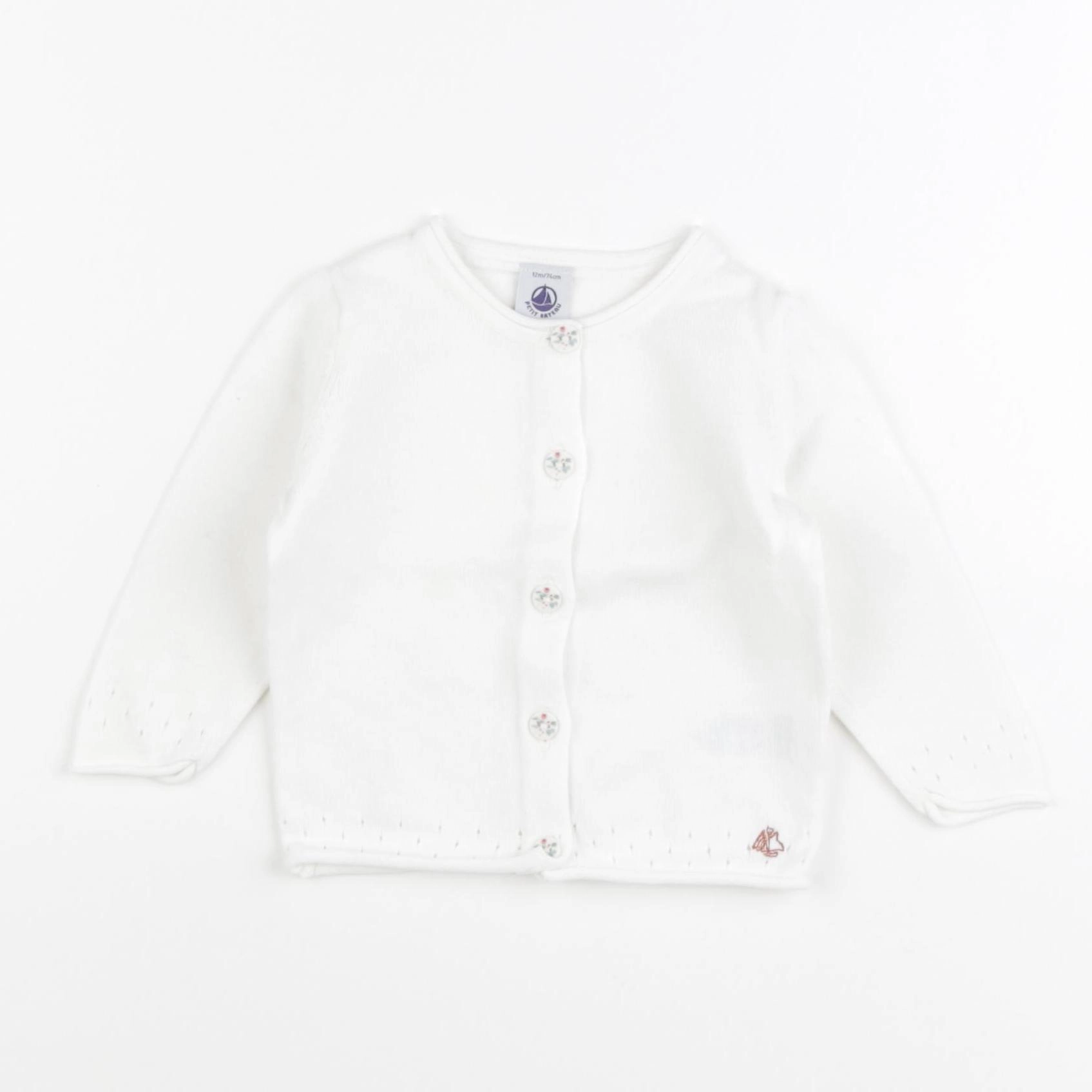 Petit Bateau - gilet blanc - 12 mois