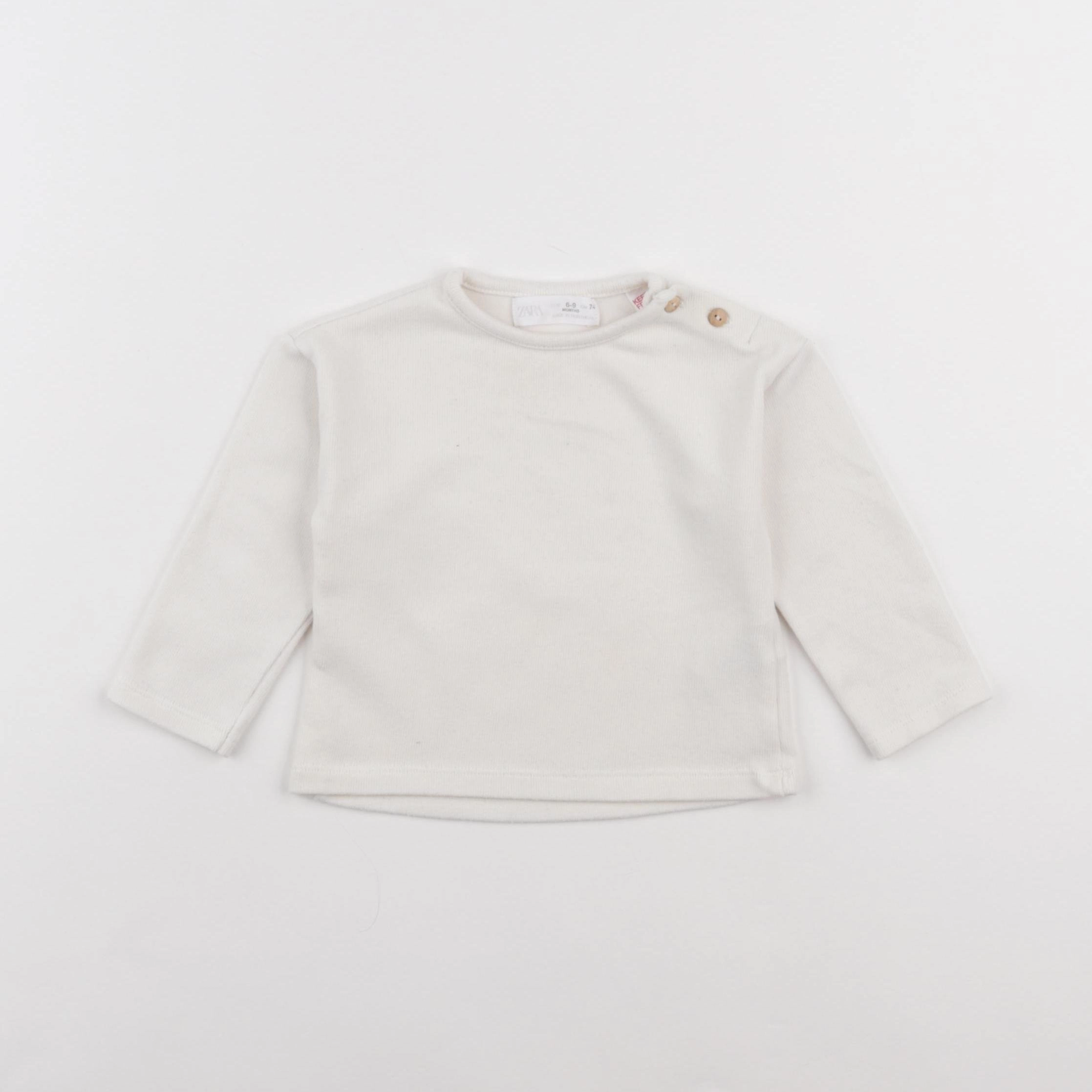 Zara - sweat beige - 6/9 mois