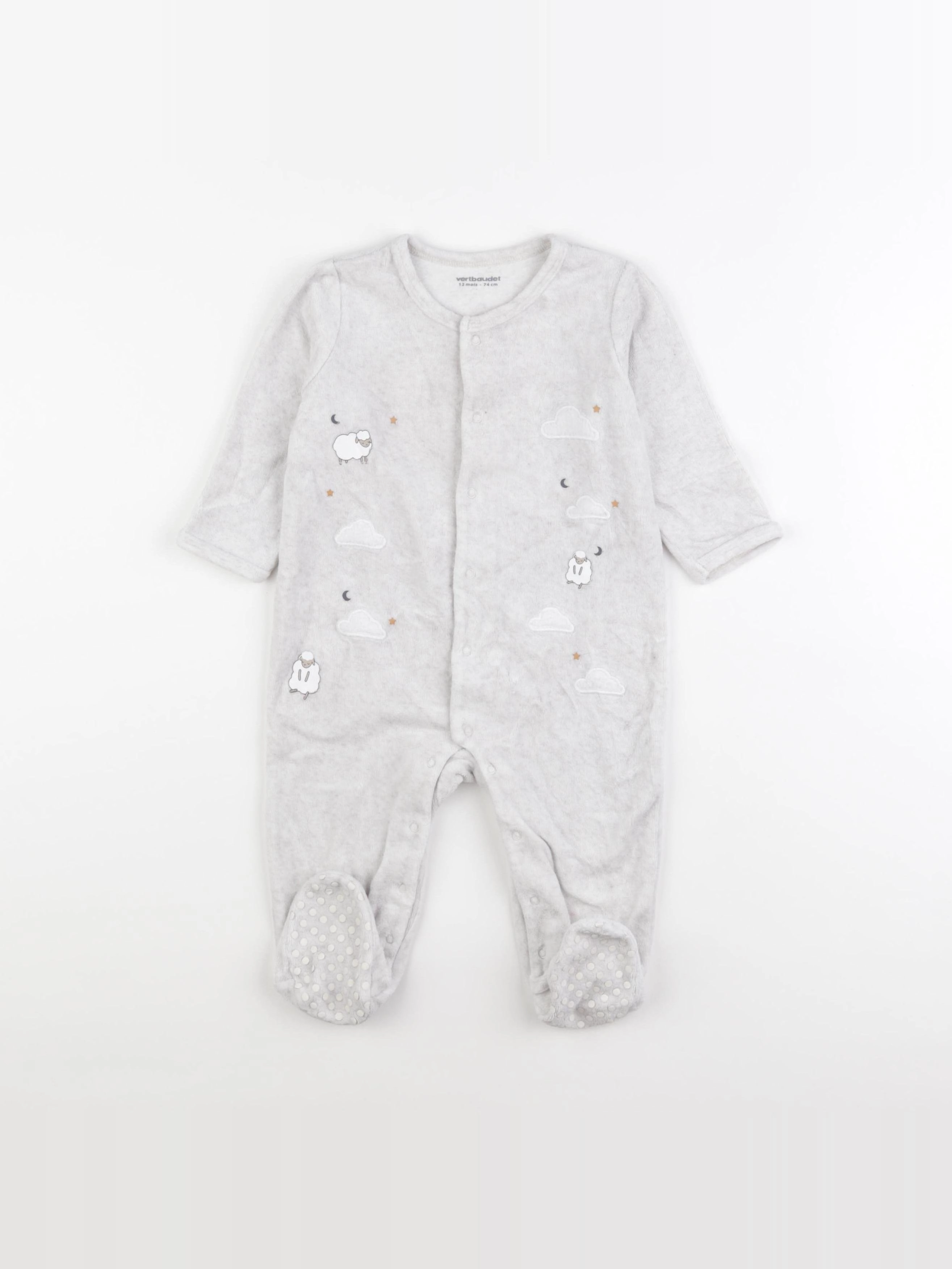 Vertbaudet - pyjama velours beige - 12 mois
