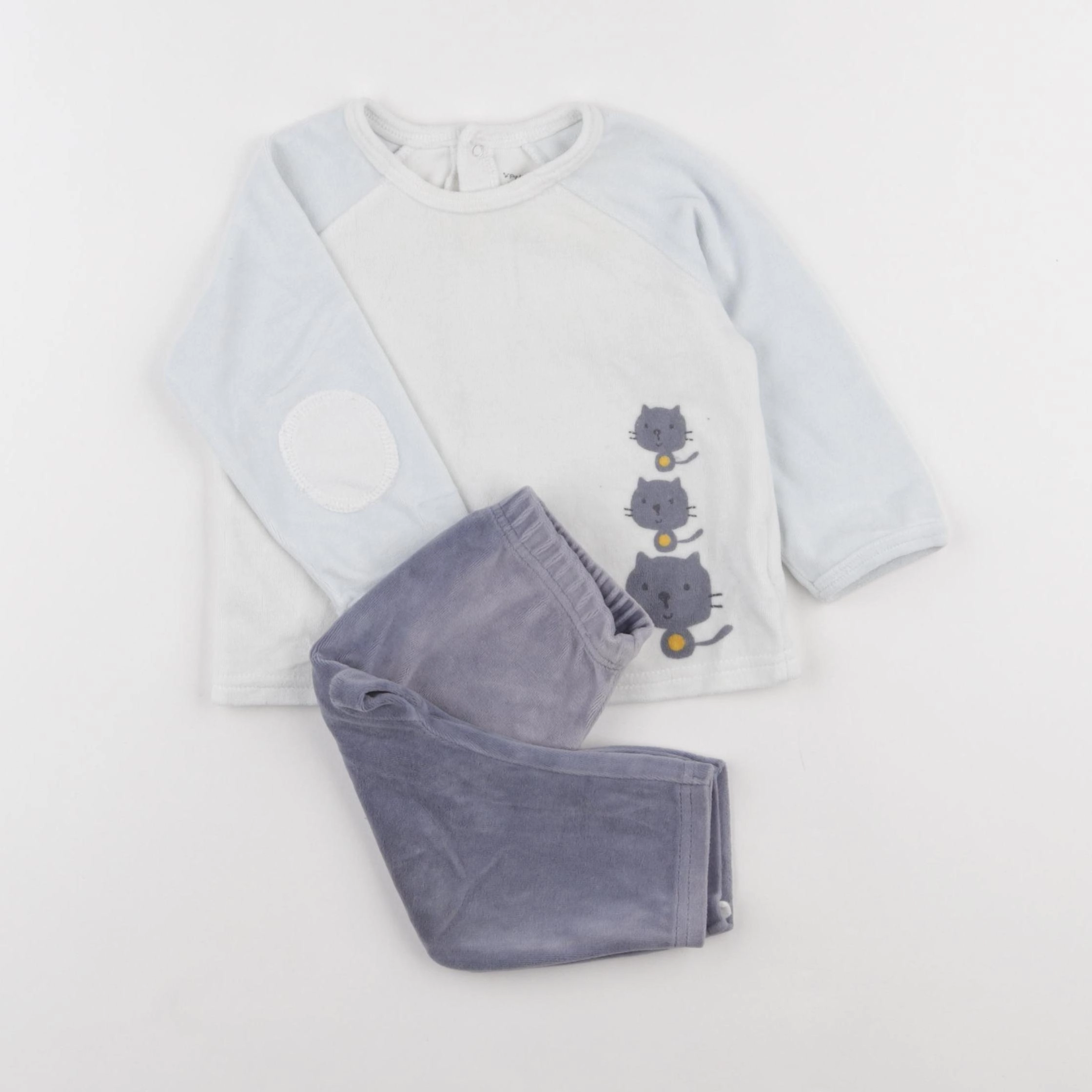 Vertbaudet - pyjama velours gris - 12 mois