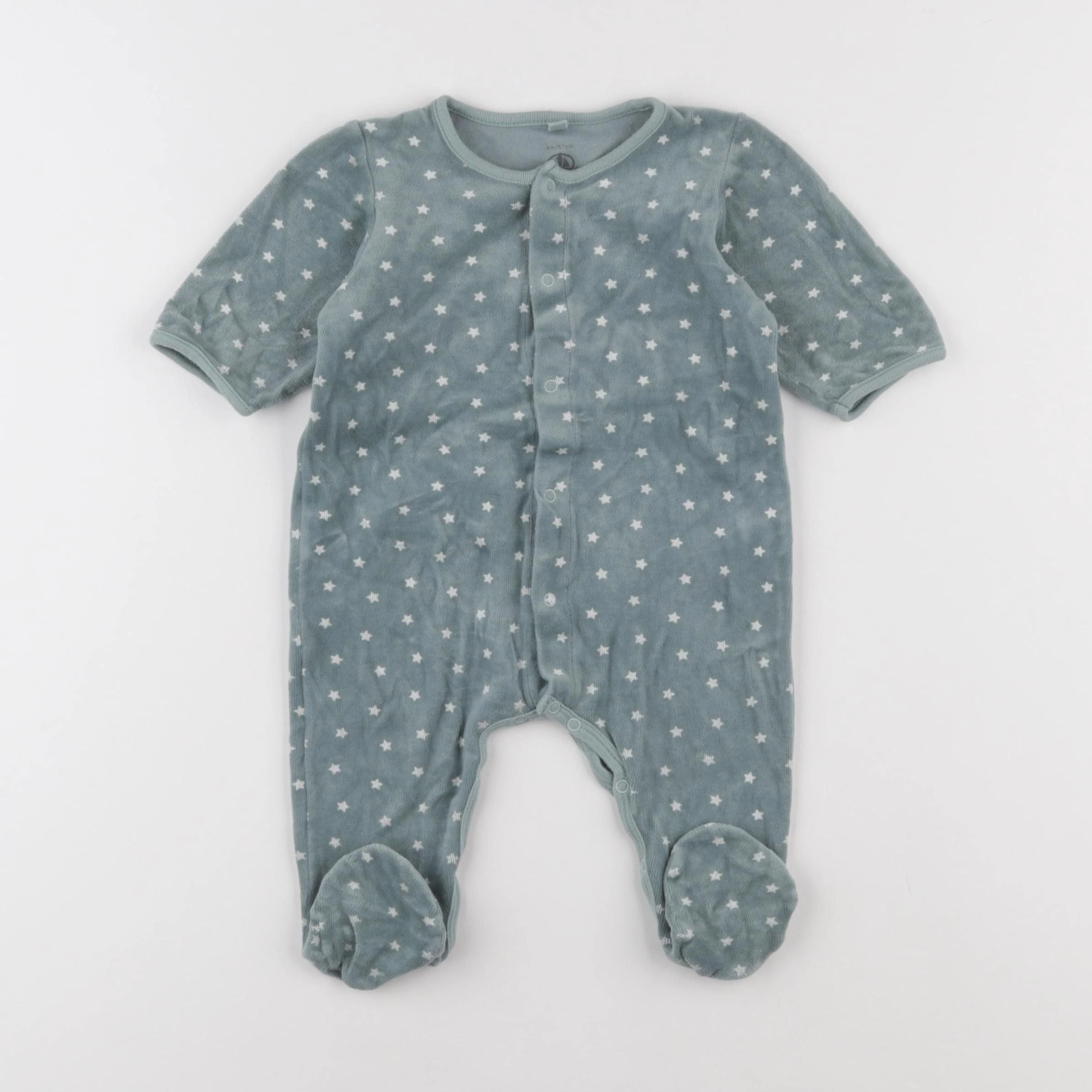 Petit Bateau - pyjama velours vert - 6 mois