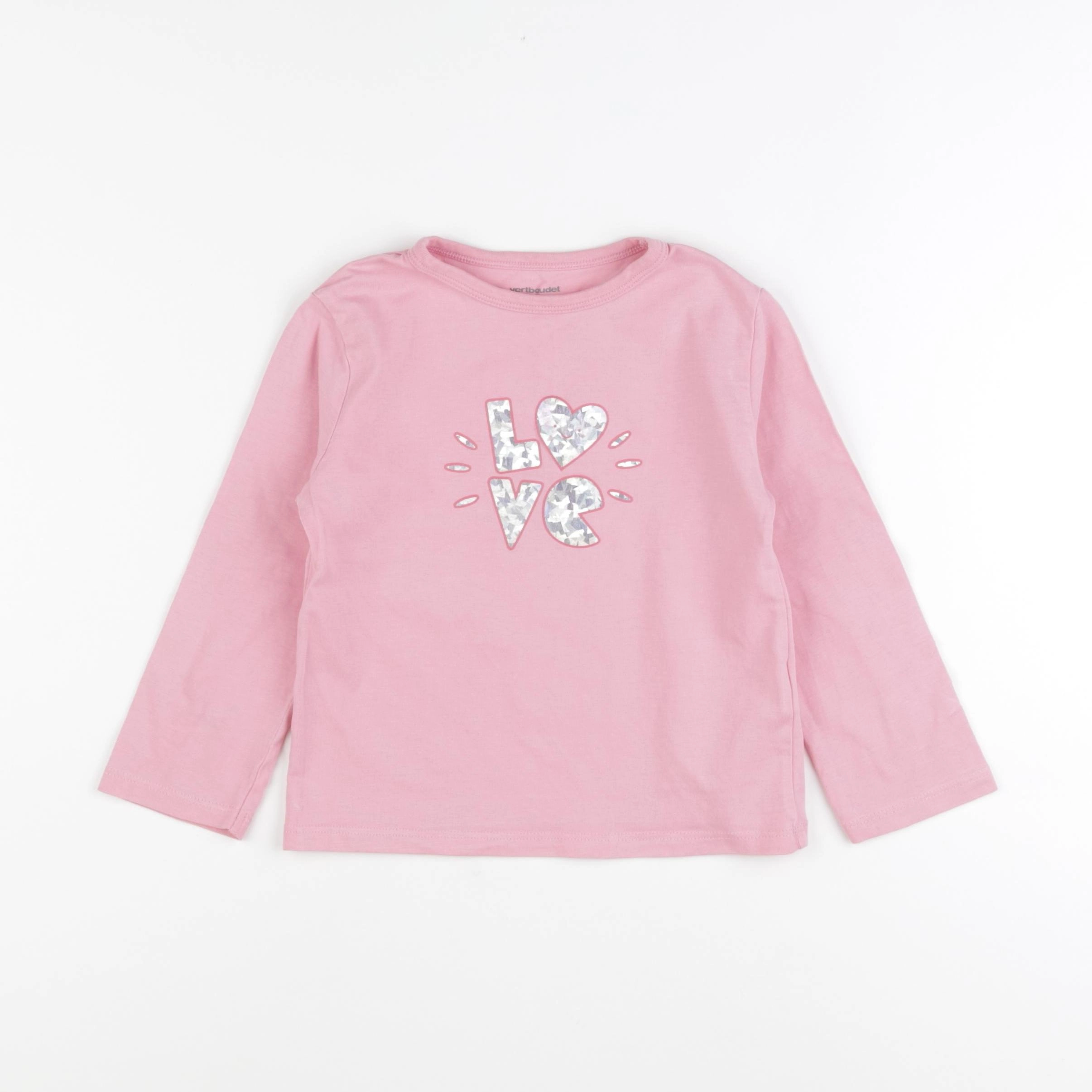 Vertbaudet - tee-shirt rose - 4 ans