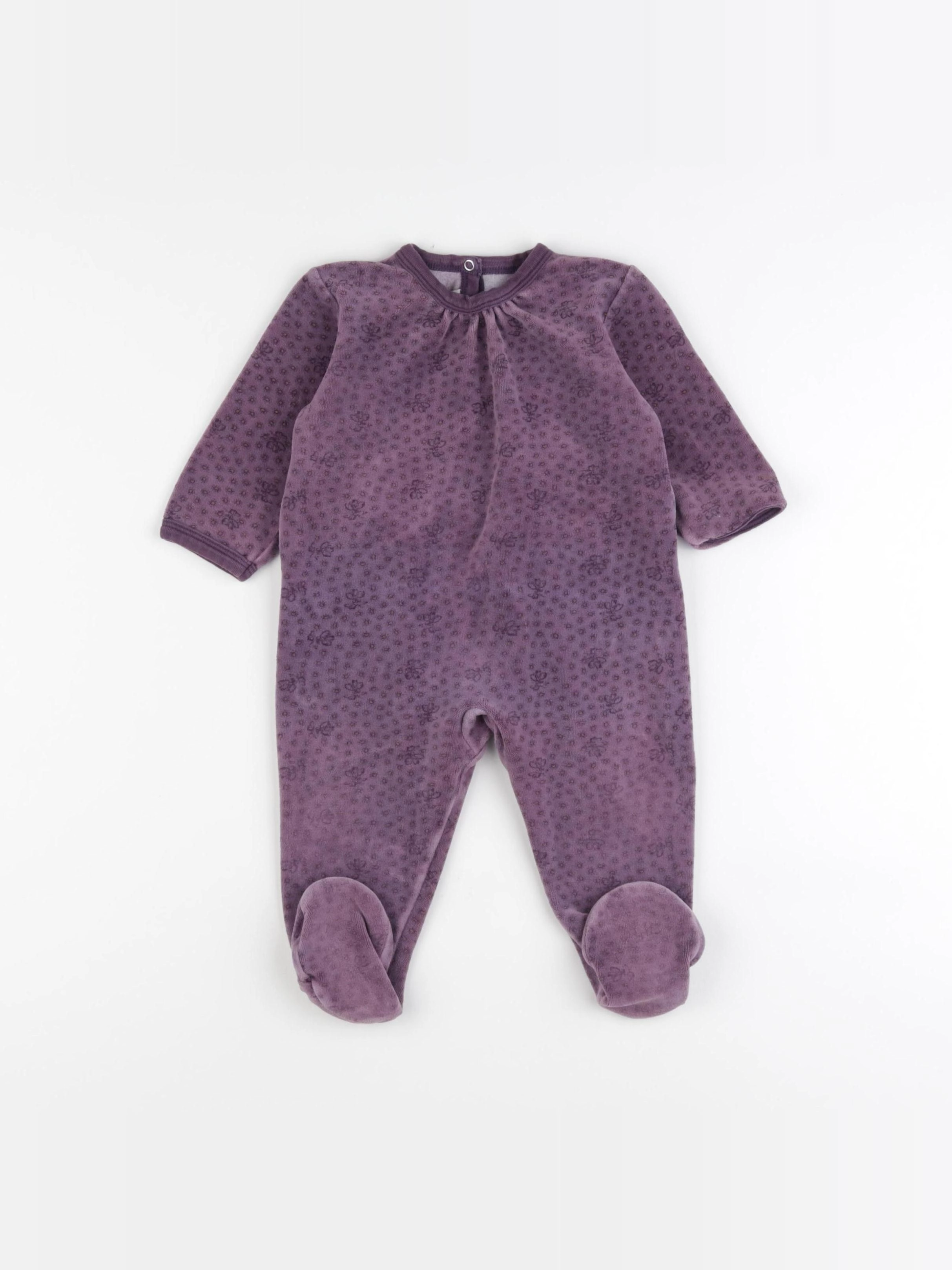Petit Bateau - pyjama velours violet - 12 mois