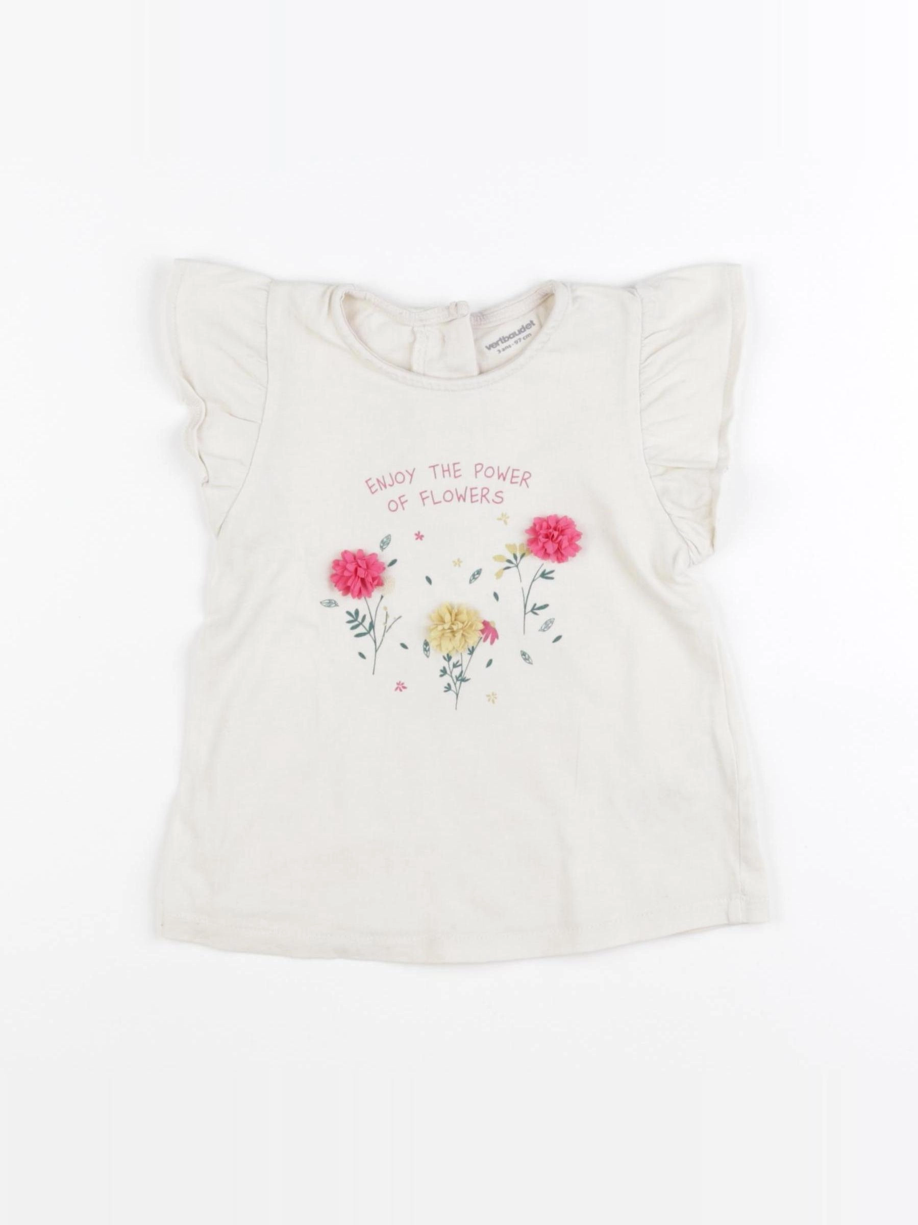Vertbaudet - tee-shirt beige - 3 ans