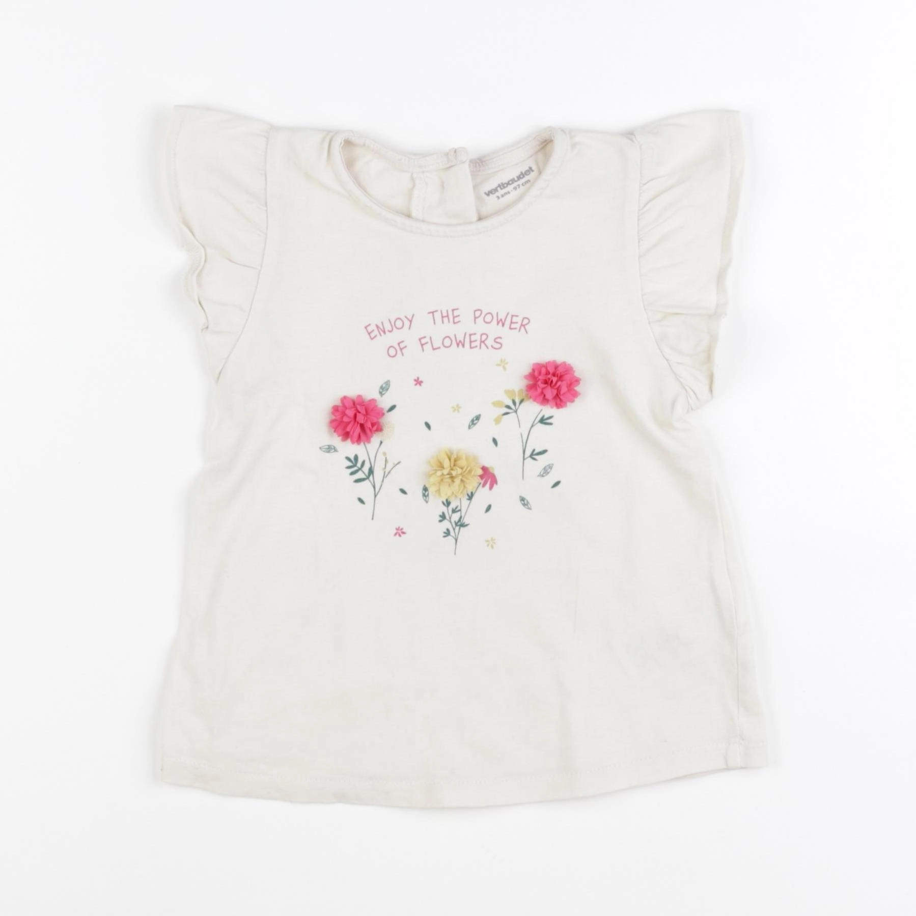 Vertbaudet - tee-shirt beige - 3 ans