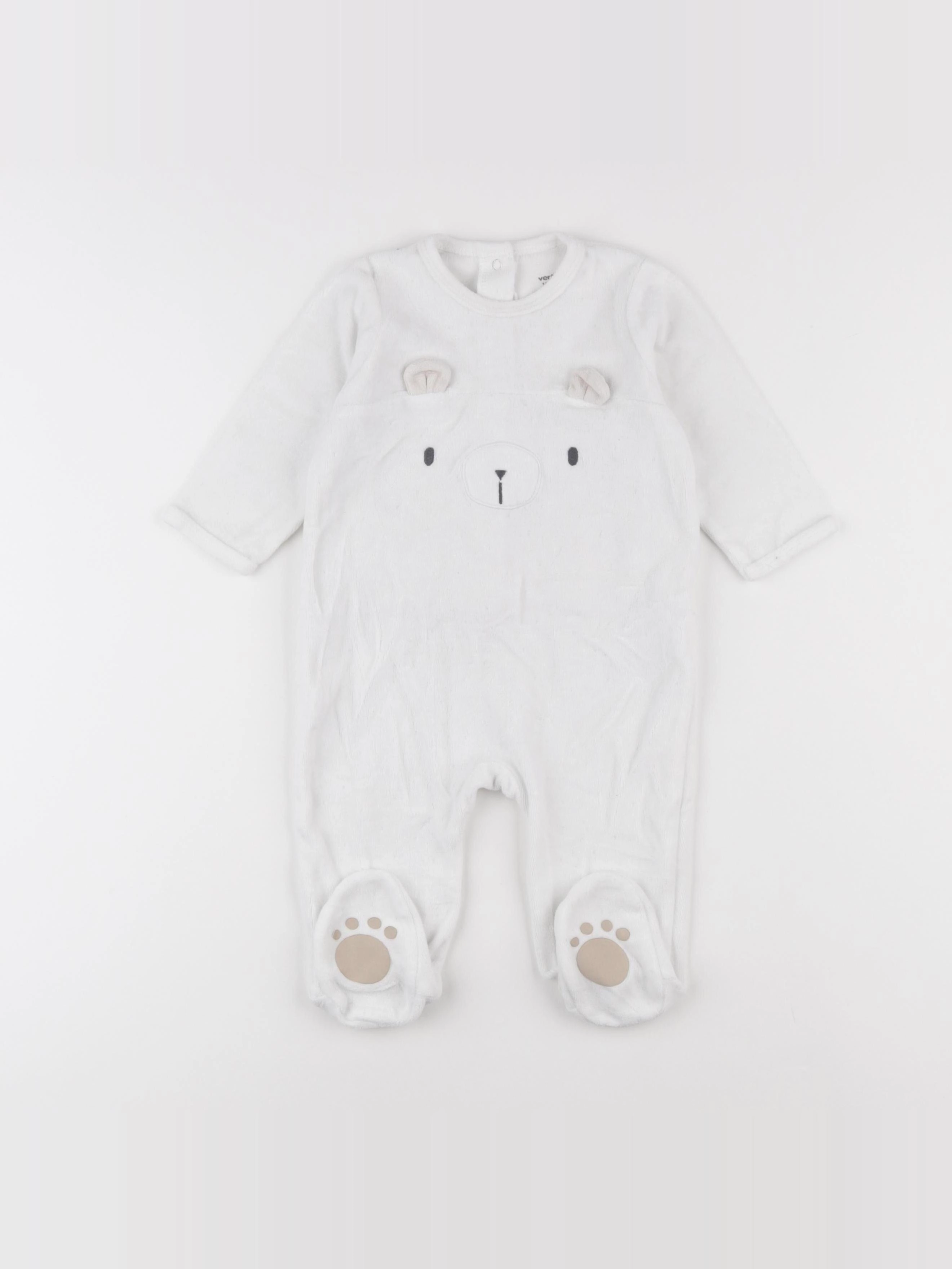 Vertbaudet - pyjama velours blanc - 12 mois