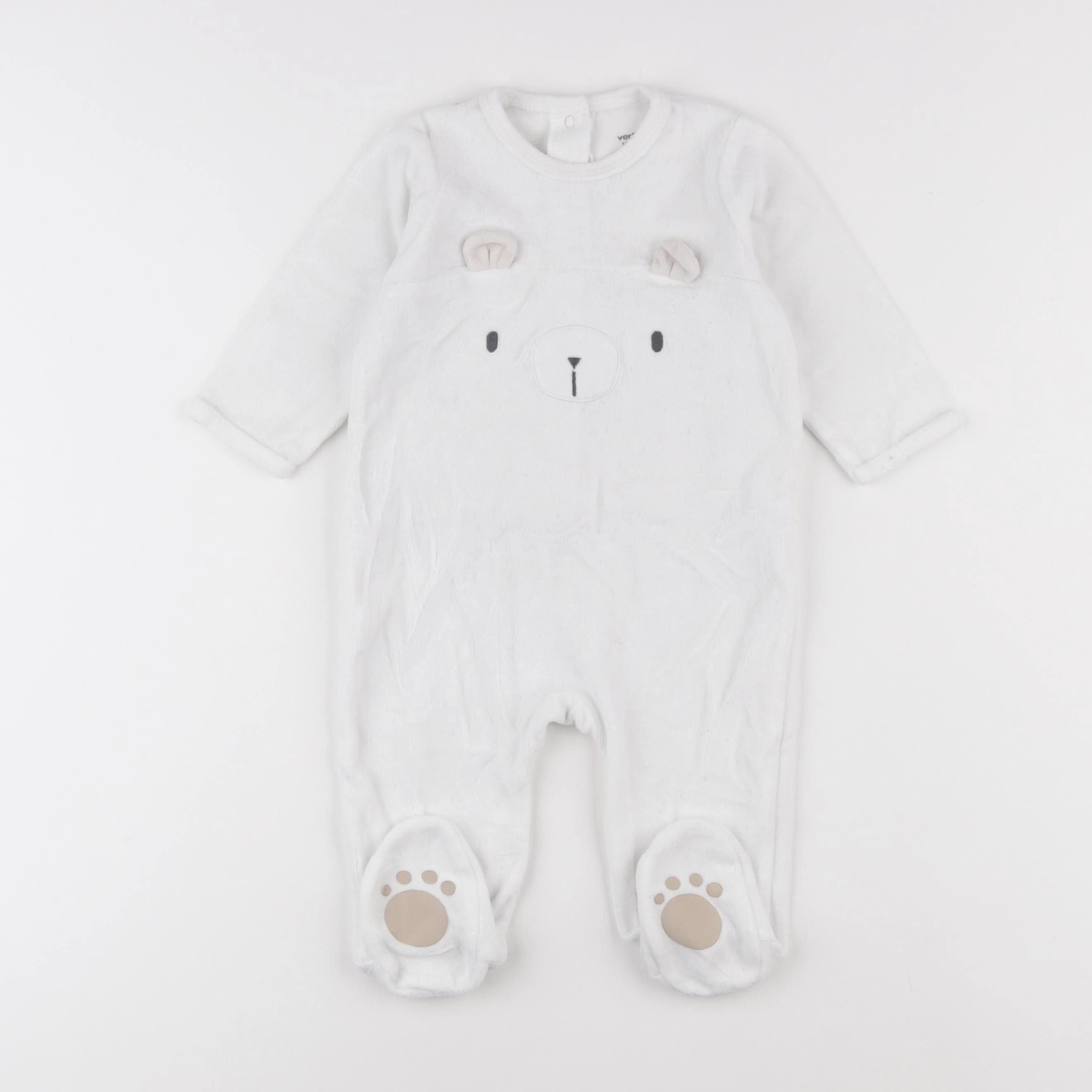 Vertbaudet - pyjama velours blanc - 12 mois