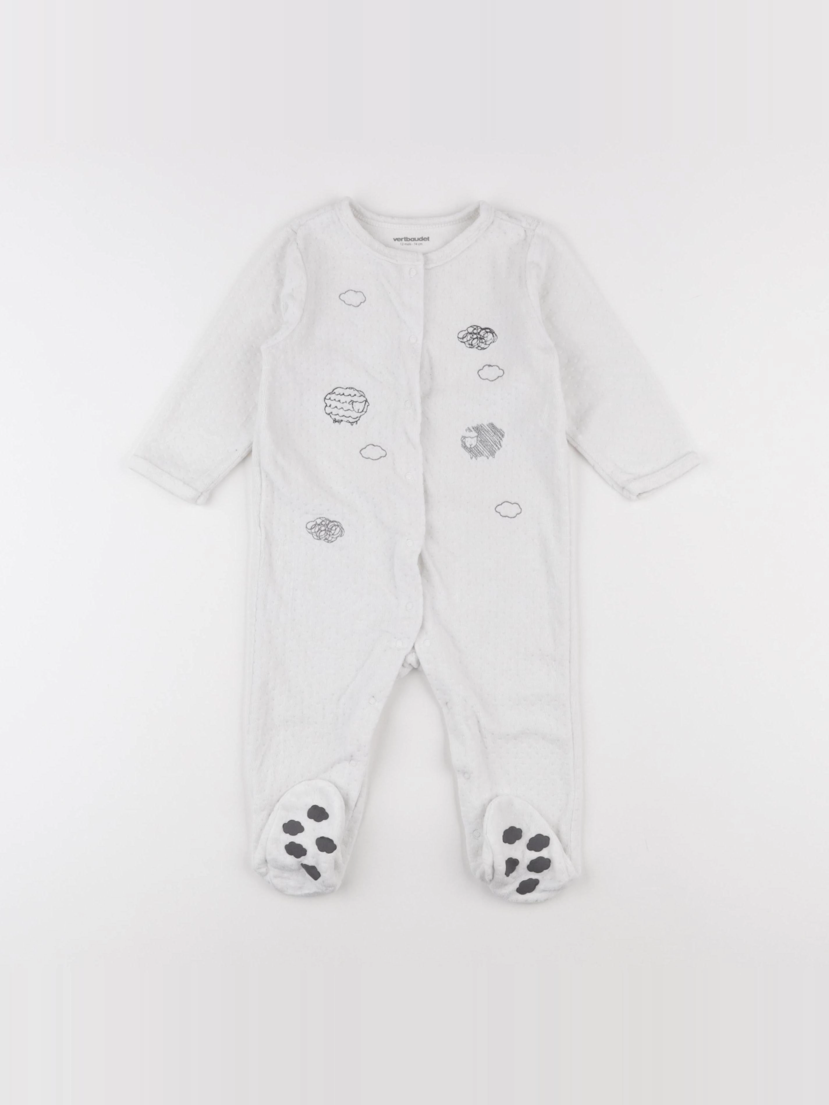 Vertbaudet - pyjama velours blanc - 12 mois