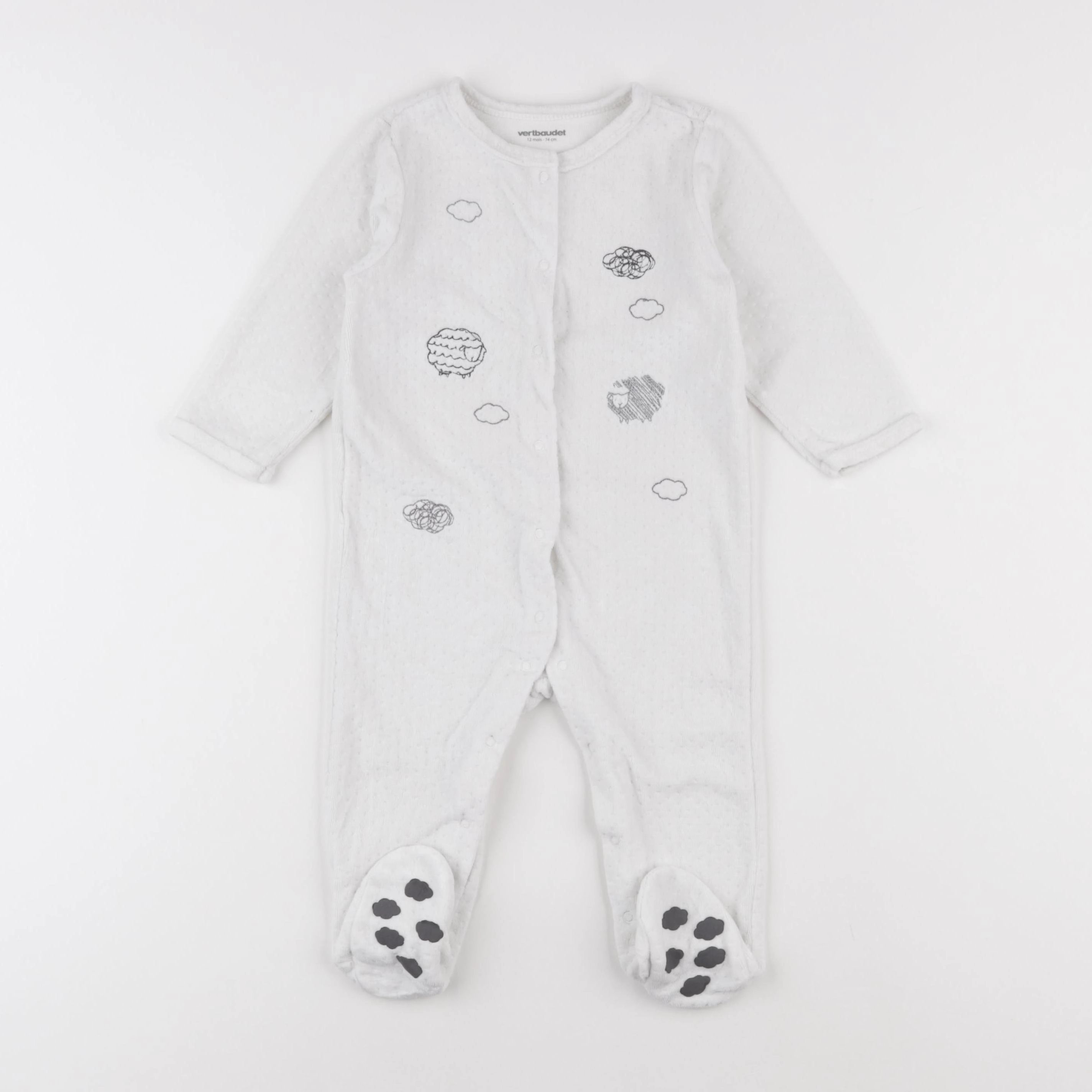 Vertbaudet - pyjama velours blanc - 12 mois