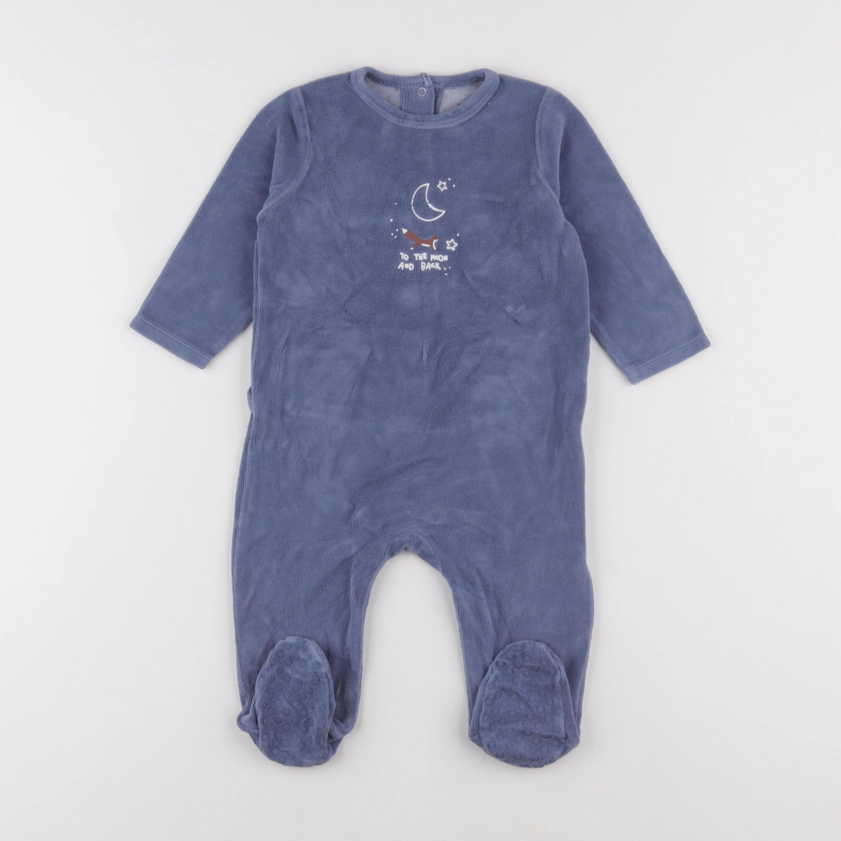 Vertbaudet - pyjama velours bleu - 12 mois